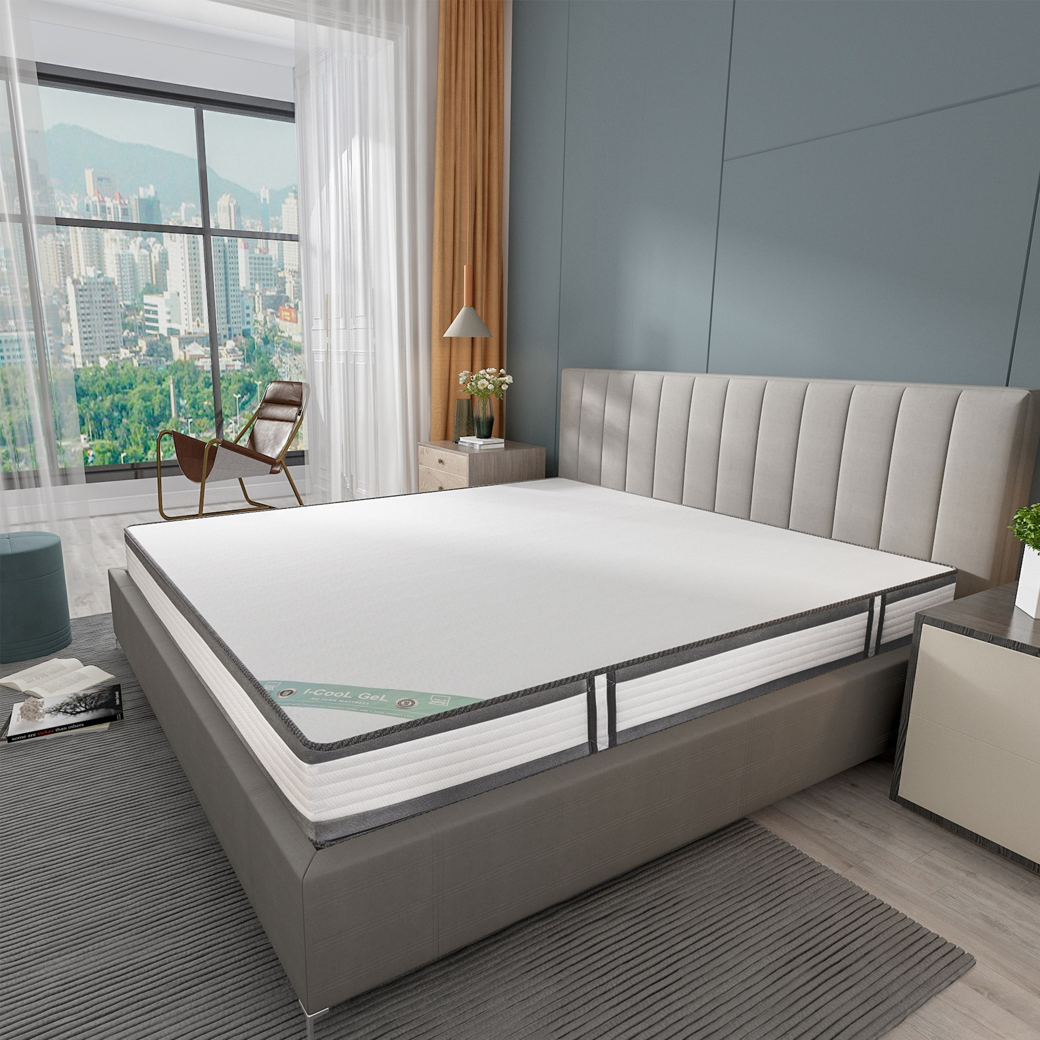 مرتبة كينج إسفنج ميموري فوم جيل مغلفة ملفوفة من آي كول - 180x200x22 سم-hbxfurniture-mattresses-king-image-3