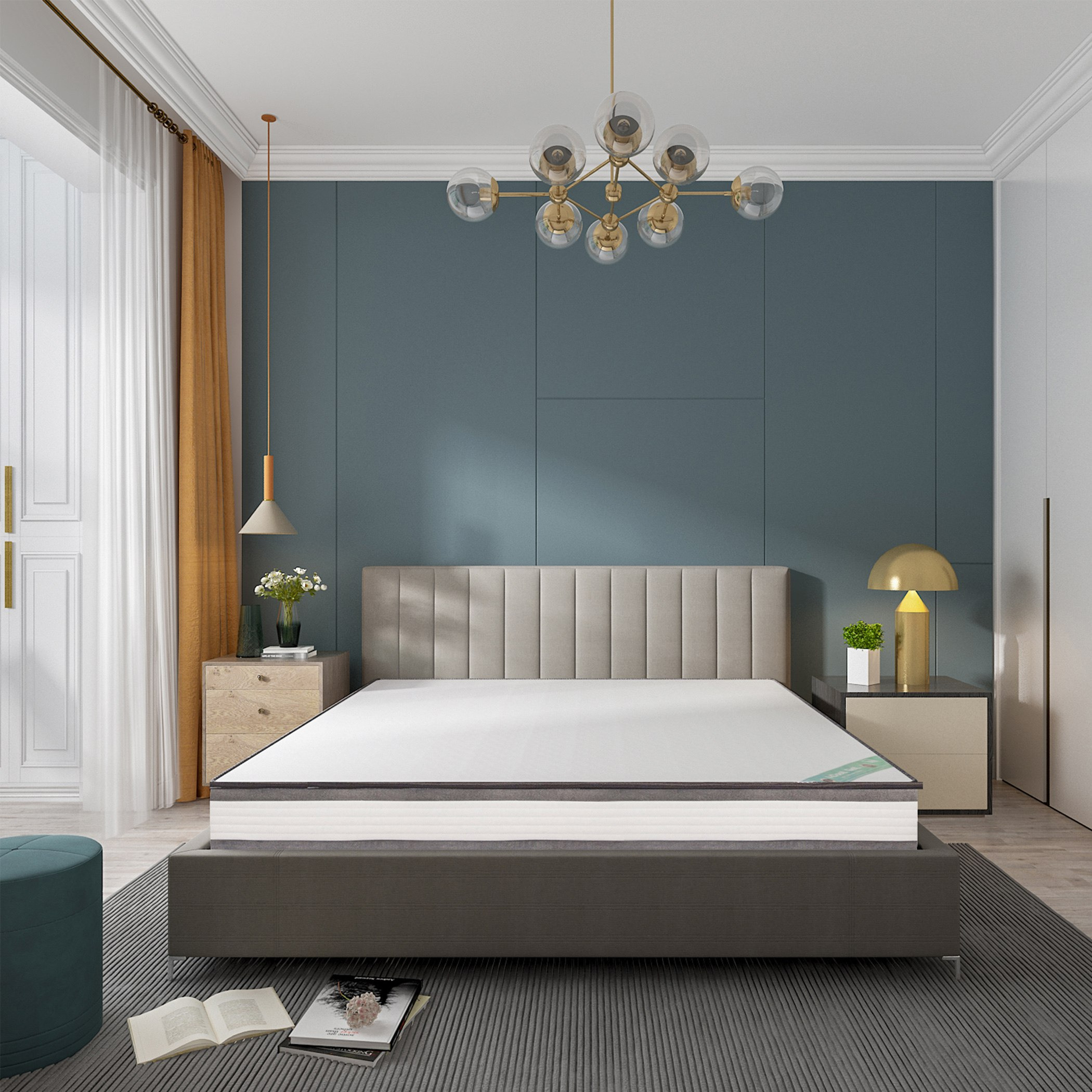 مرتبة كينج إسفنج ميموري فوم جيل مغلفة ملفوفة من آي كول - 180x200x22 سم-hbxfurniture-mattresses-king-image-10