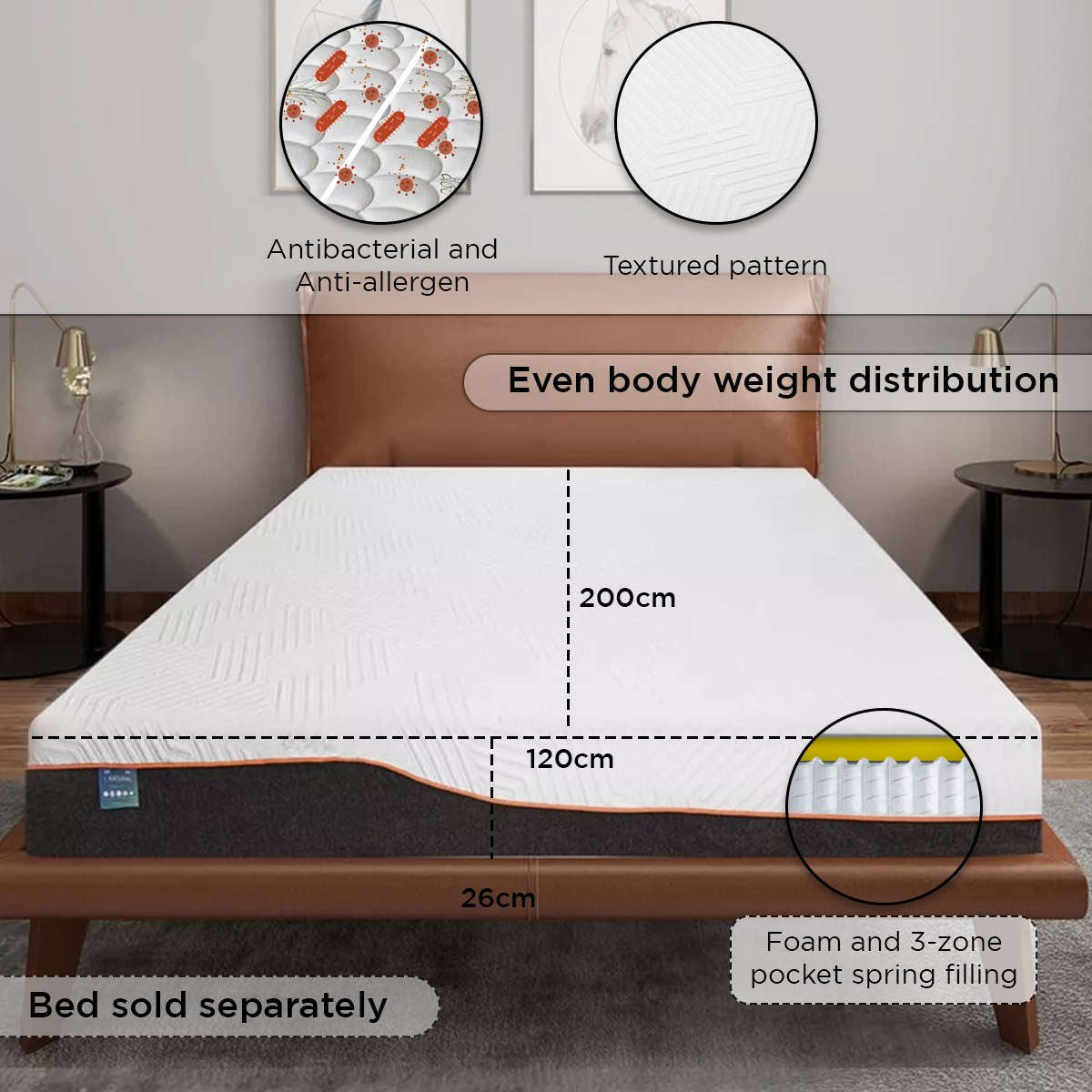 iNatural Twin Roll-Pack Charcoal Memory Foam Mattress - 120x200x26 cm-hbxfurniture-mattresses-twin-image-14