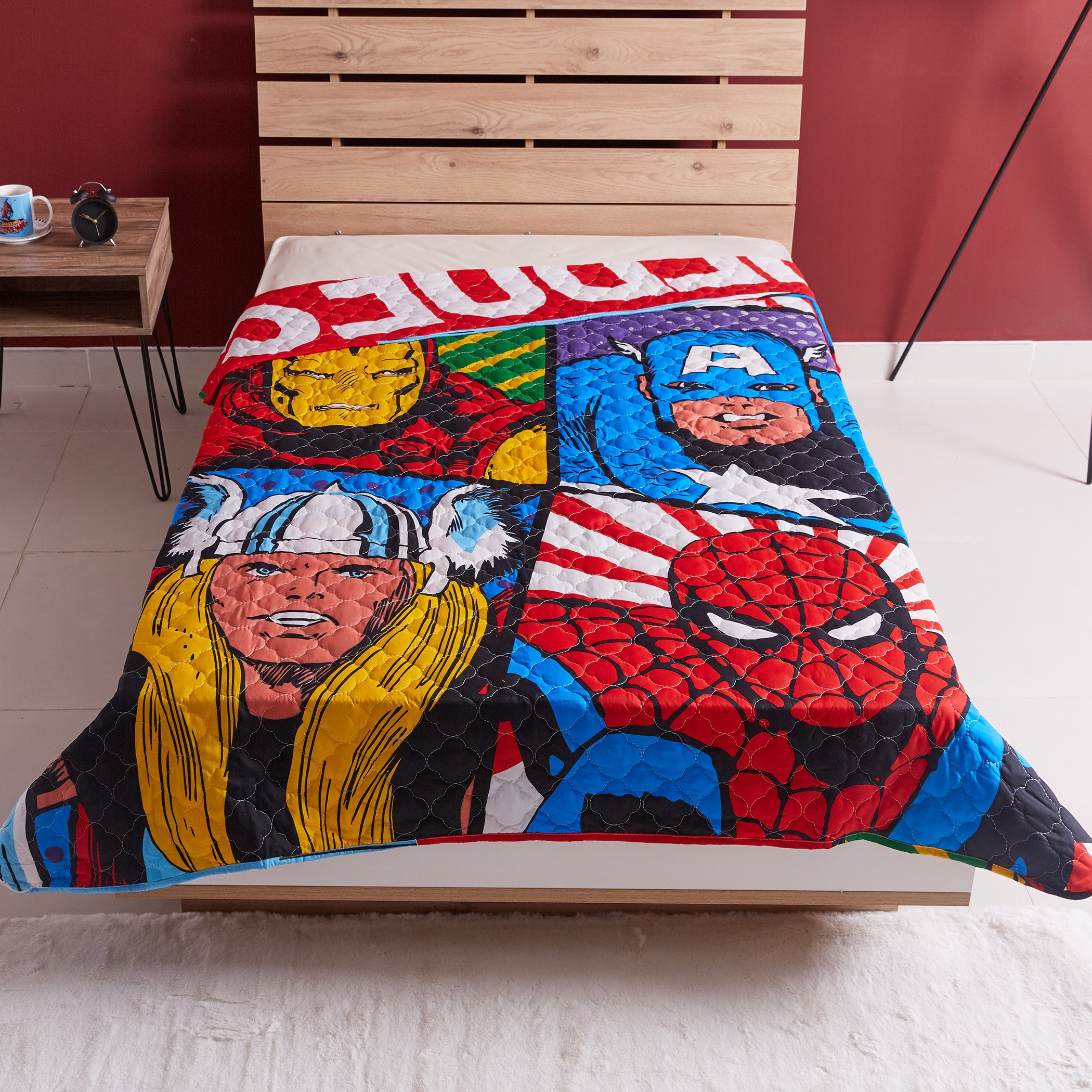 مفرش سرير مبطّن بطبعات أفينجرز - 160x220 سم-hbxhomeware-hbxkidsandyouth-image-2