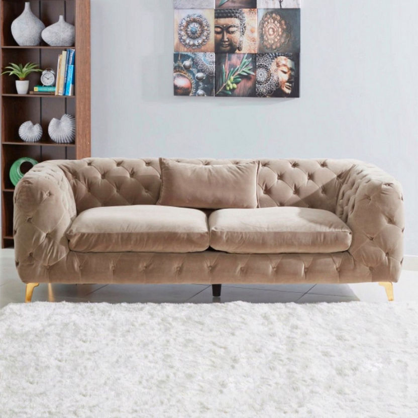 Carolina 3-Seater Velvet Tufted Sofa-Sofas-image-0