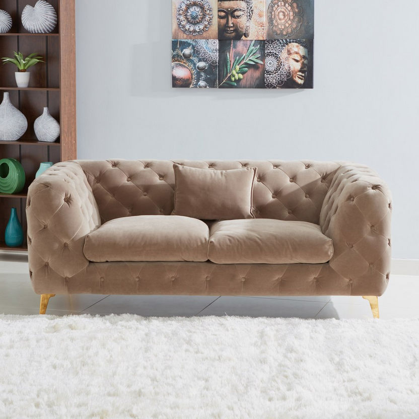 Carolina 2-Seater Velvet Tufted Sofa-Sofas-image-0