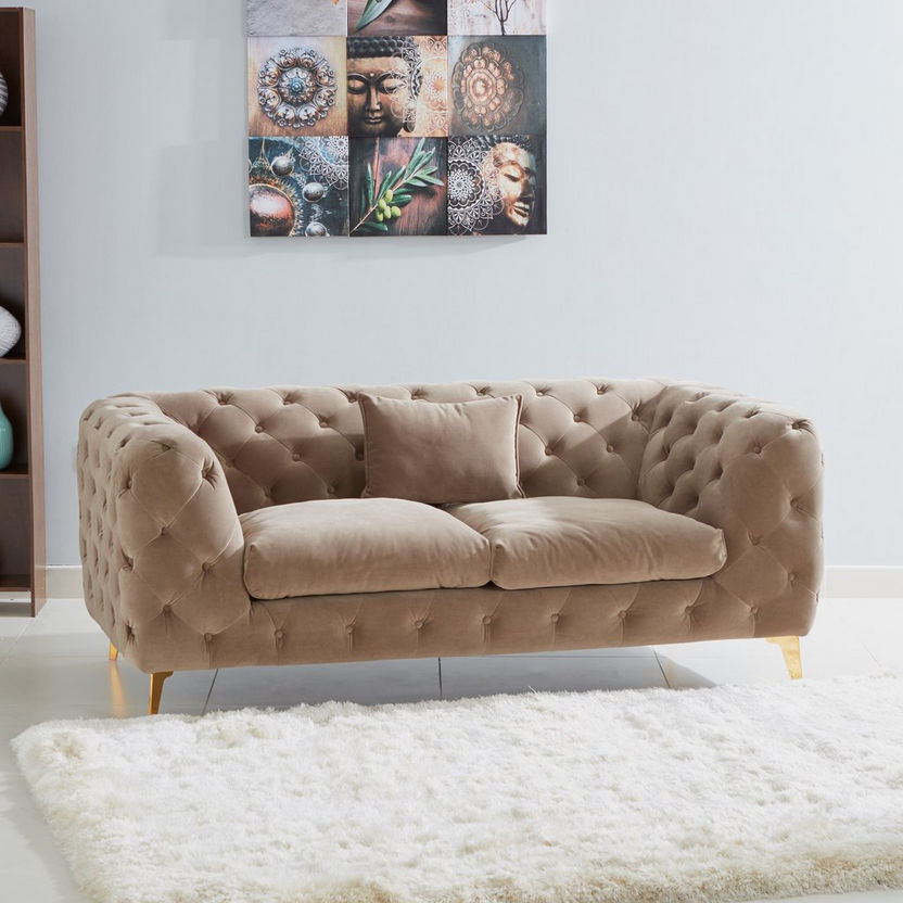 Carolina 2-Seater Velvet Tufted Sofa-Sofas-image-1