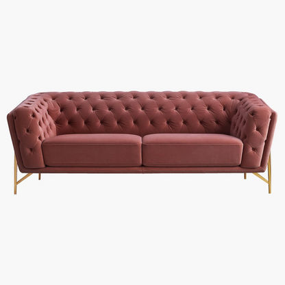 Claudia 3-Seater Velvet Sofa with Tufted Back and Arms