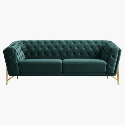 Claudia 3-Seater Velvet Sofa with Tufted Back and Arms