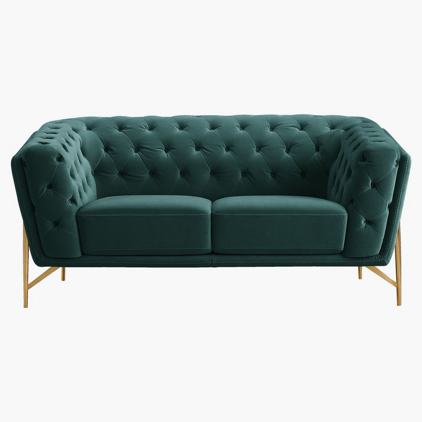 Claudia 2-Seater Velvet Sofa with Tufted Back and Arms-Sofas-image-0