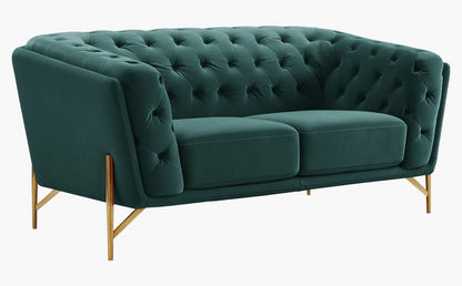Claudia 2-Seater Velvet Sofa with Tufted Back and Arms
