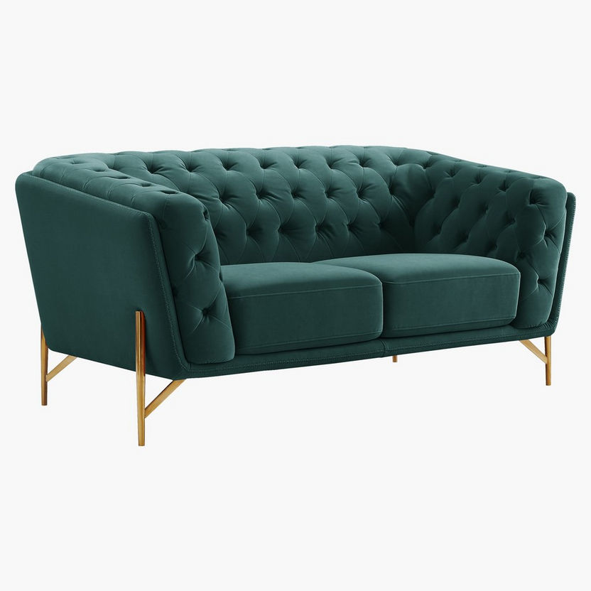 Claudia 2-Seater Velvet Sofa with Tufted Back and Arms-Sofas-image-1
