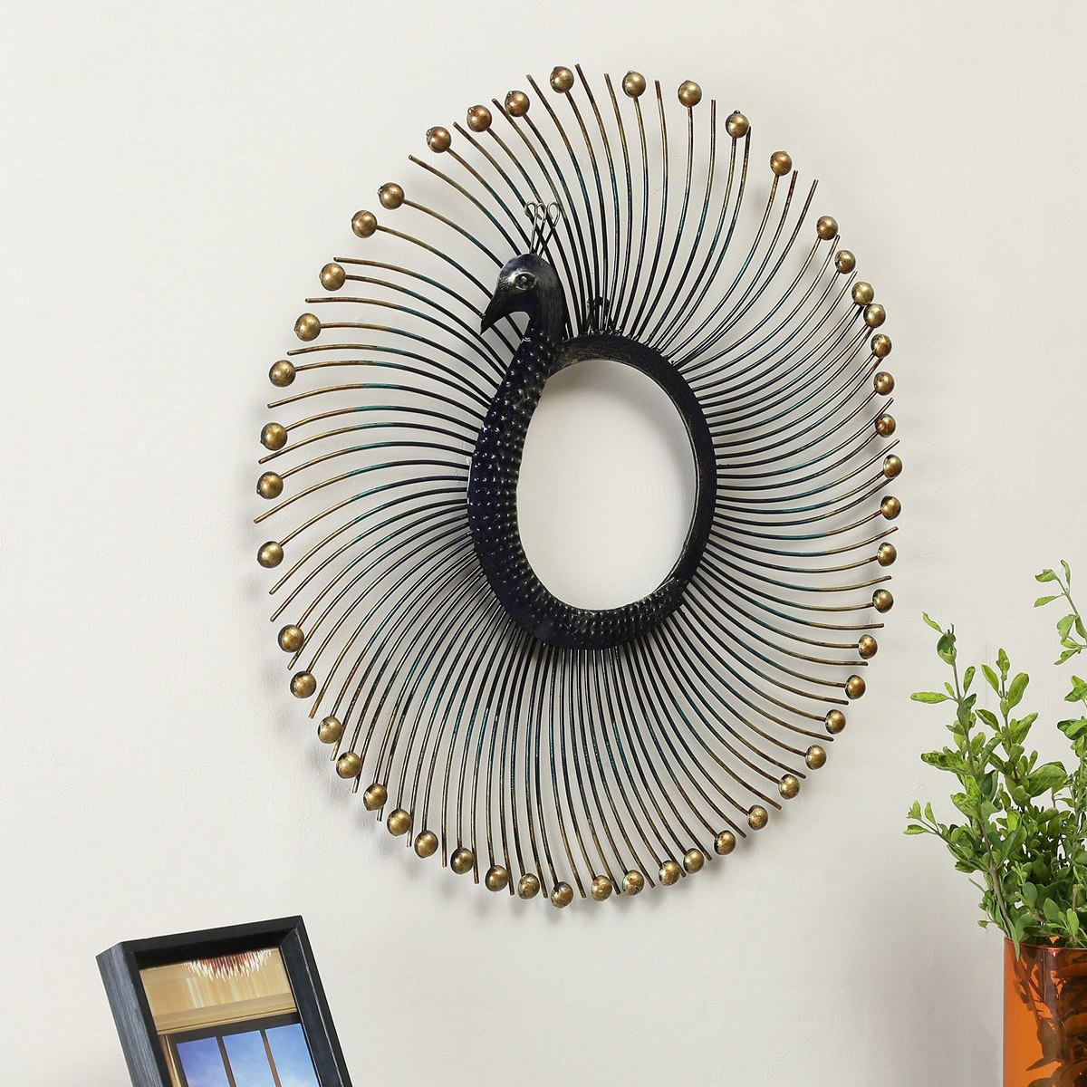 Modern Peacock Mirror Wall Décor-hbxdiningroom-walldecor-wallart-image-1