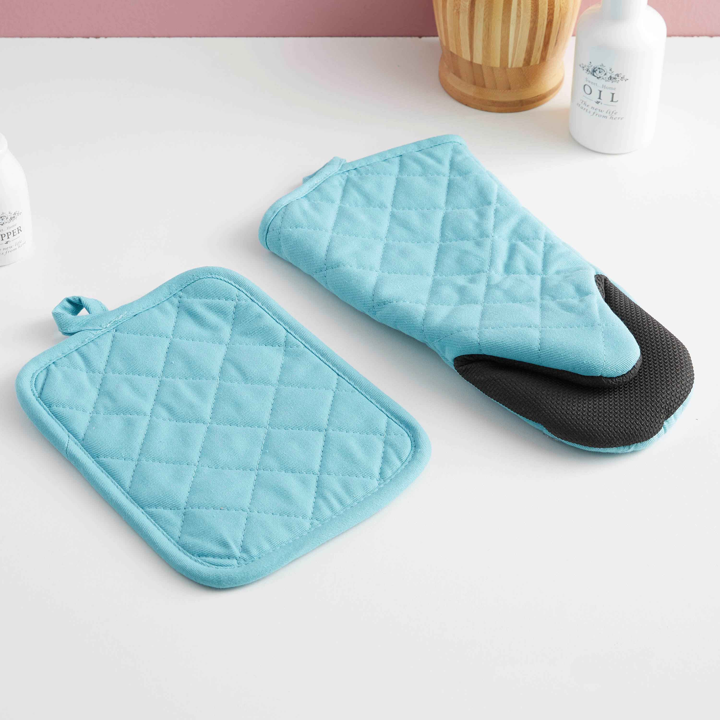 Noble 2-Piece Cotton Neoprene Oven Mitten and Pot Holder Set-hbxdecorandfurnishings-homefurnishings-tablelinens-image-1