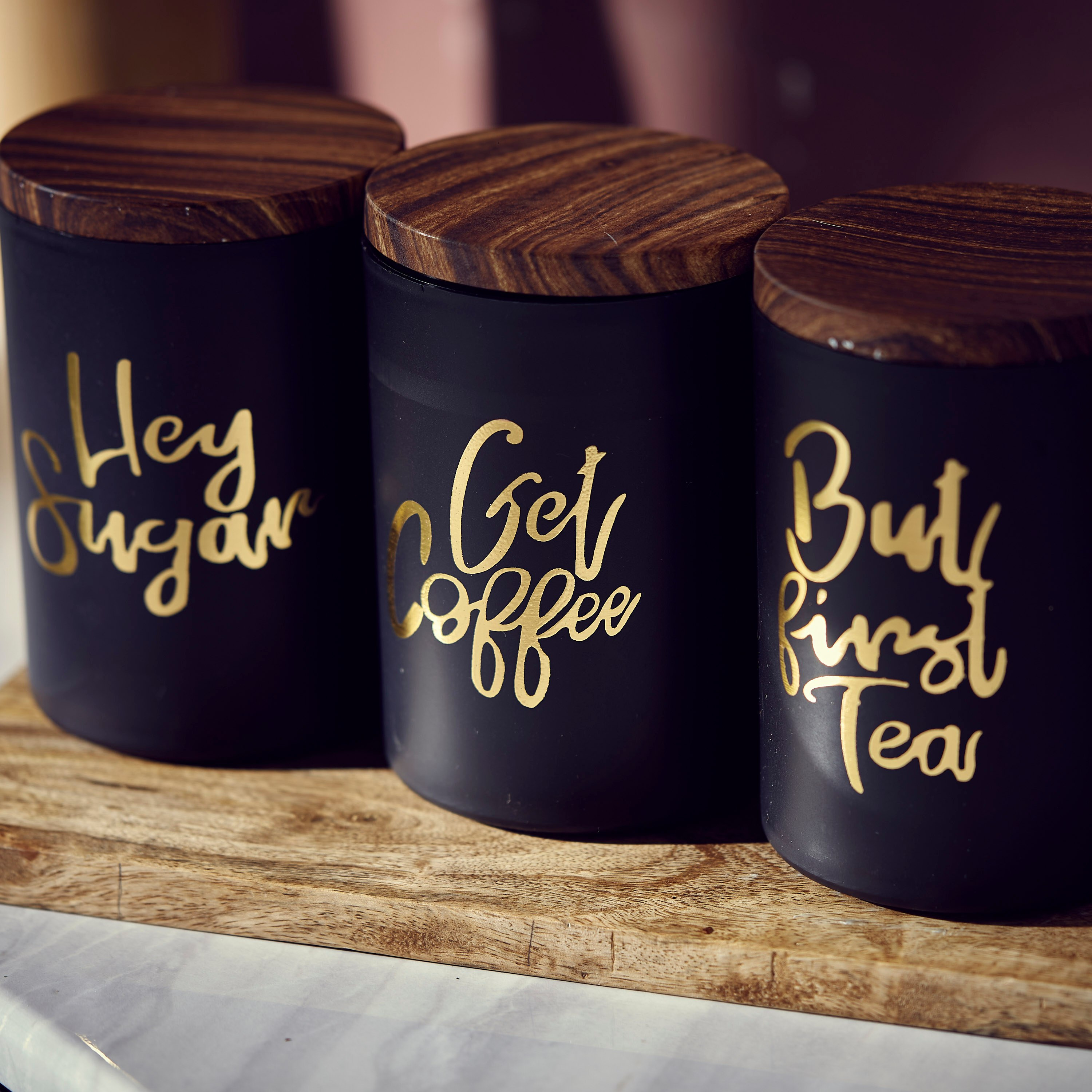 Black glitter tea 2024 coffee sugar canisters