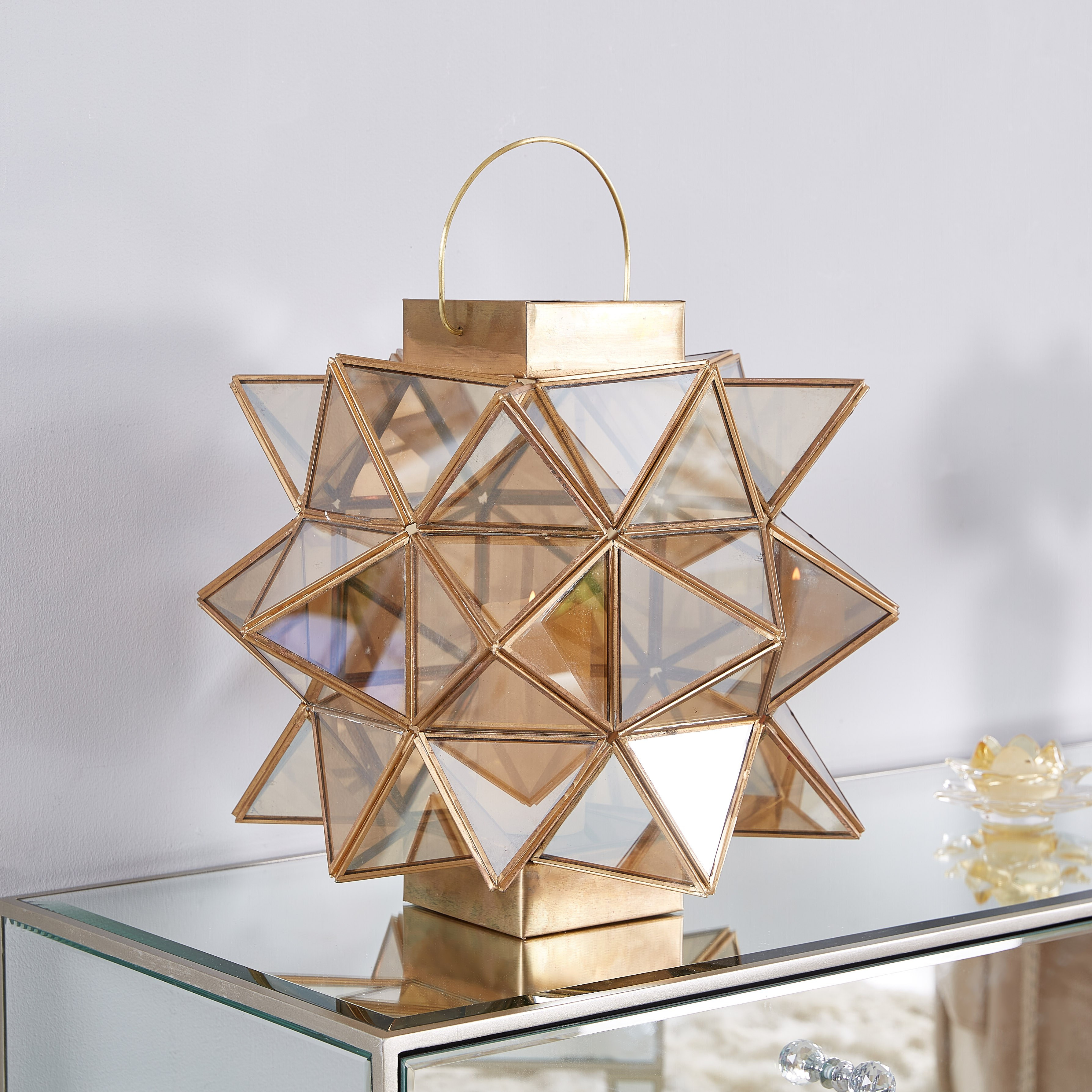 Star Metal & Glass Multi-Faceted Lantern-hbxdecorandfurnishings-homeaccessories-lanterns-image-1