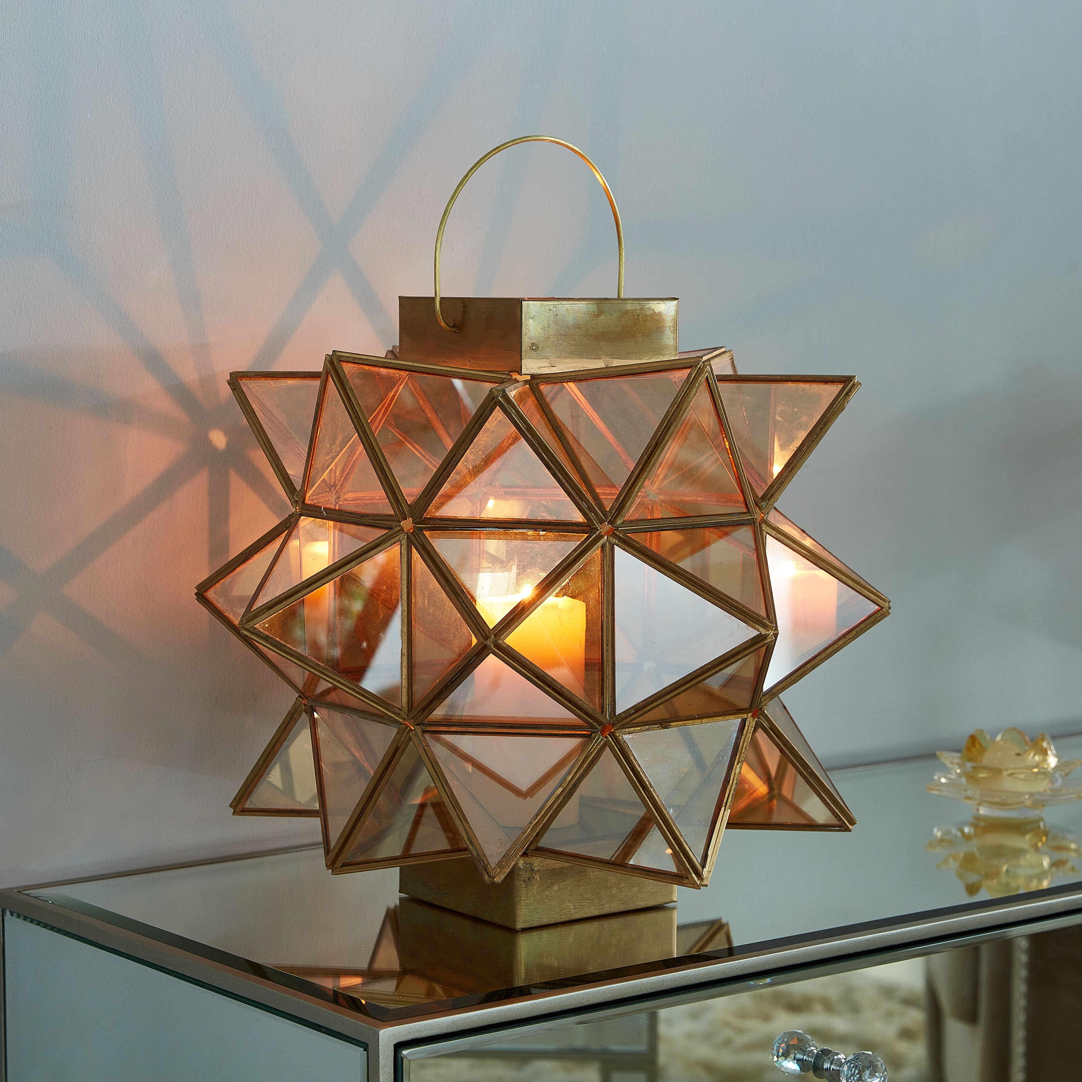 Star Metal & Glass Multi-Faceted Lantern-hbxdecorandfurnishings-homeaccessories-lanterns-image-2