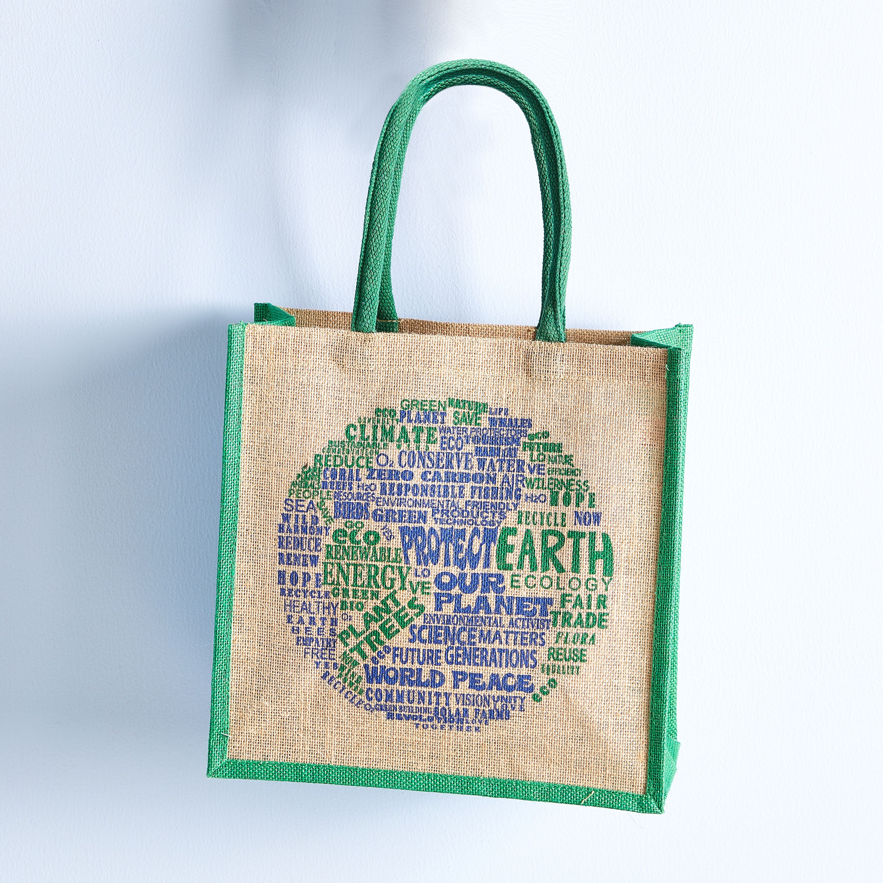 Illustrated Protect Earth Jute Shopping Bag - 38x15x46 cm-hbxhomeware-hbxkitchen-image-1