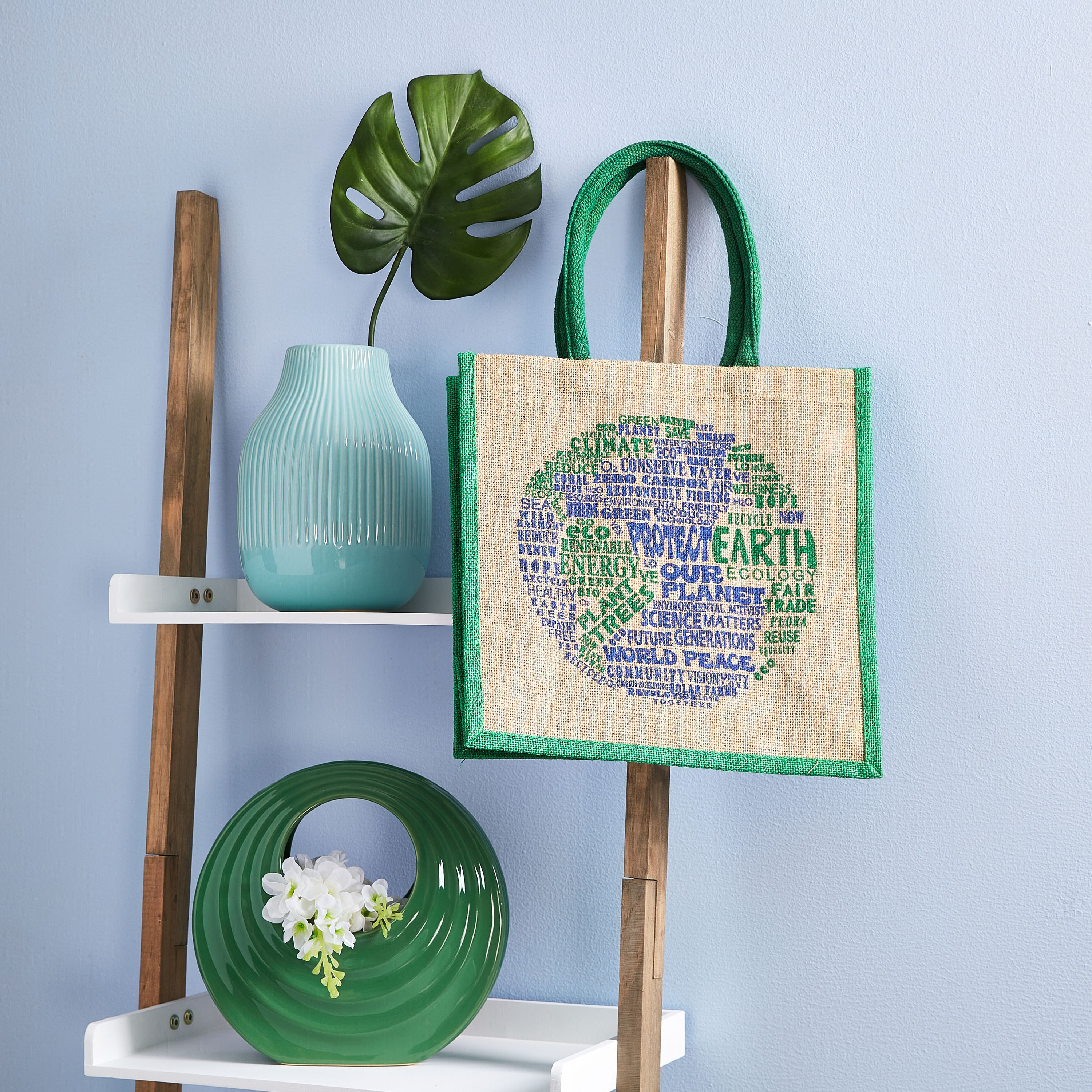 Illustrated Protect Earth Jute Shopping Bag - 38x15x46 cm-hbxhomeware-hbxkitchen-image-4