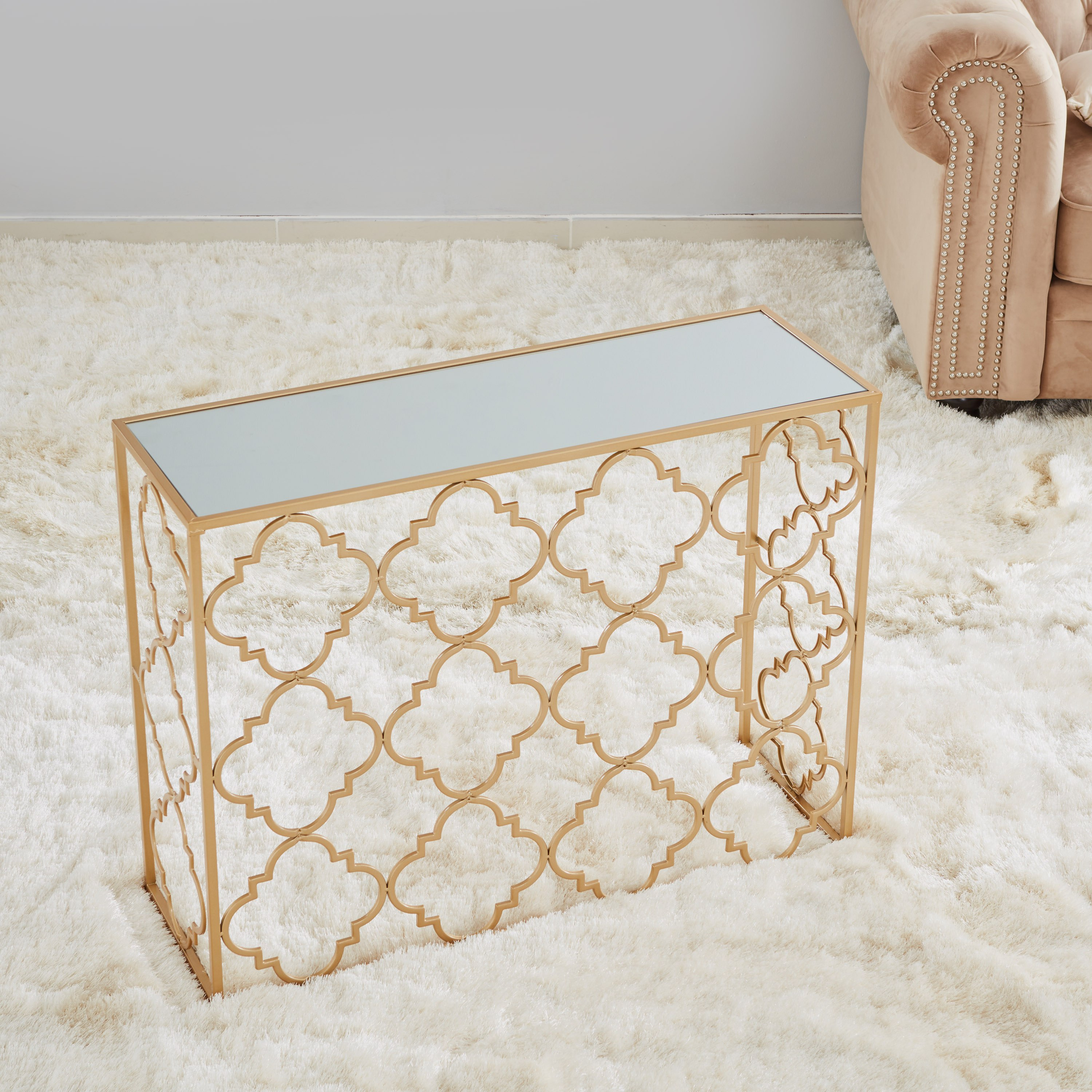 Scallop Sofa Table with Mirror-hbxfurniture-tablesandstands-consoletables-image-1