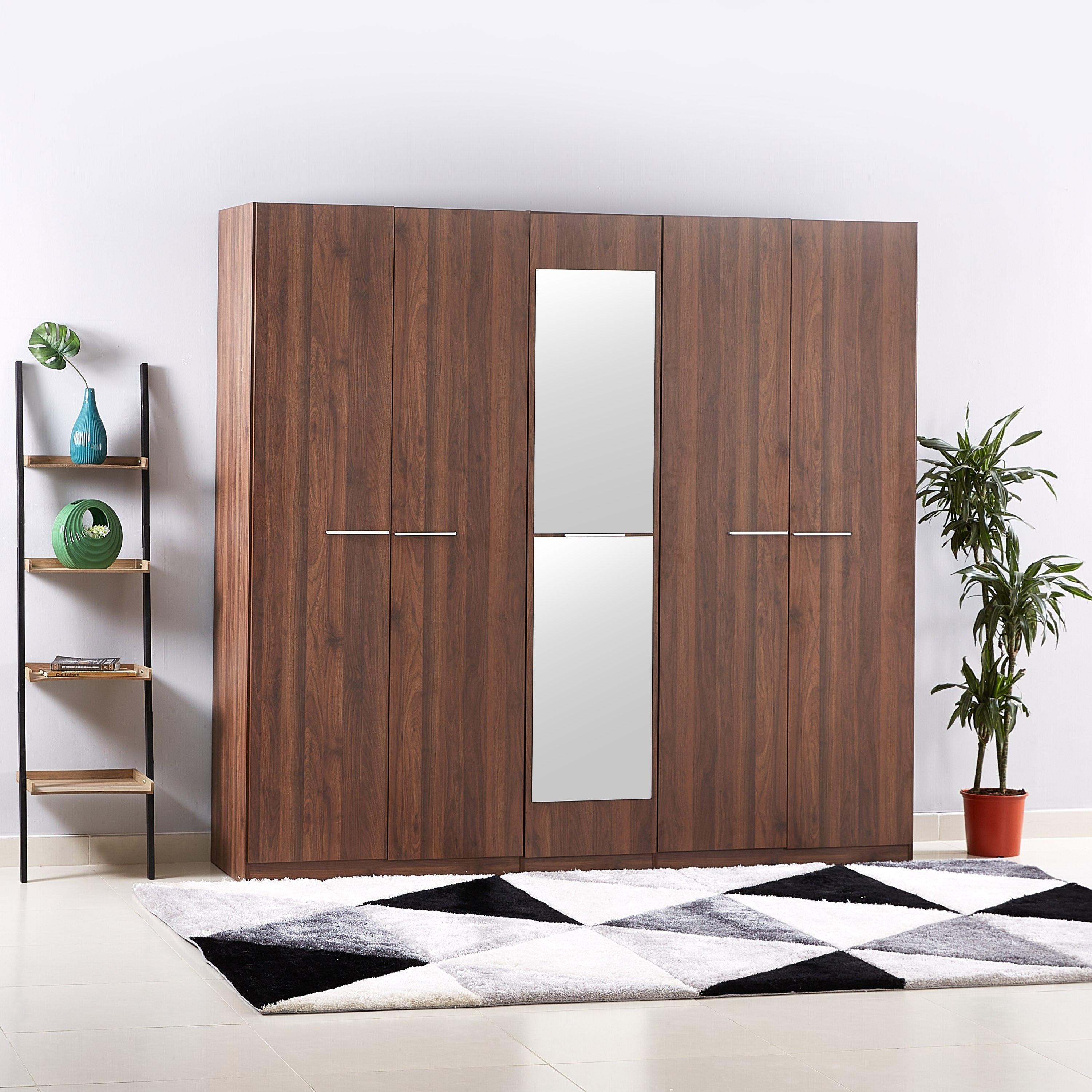 خزانة ملابس 5 أبواب مع مرآة - فيونا من موڤو-hbxfurniture-wardrobes-image-1