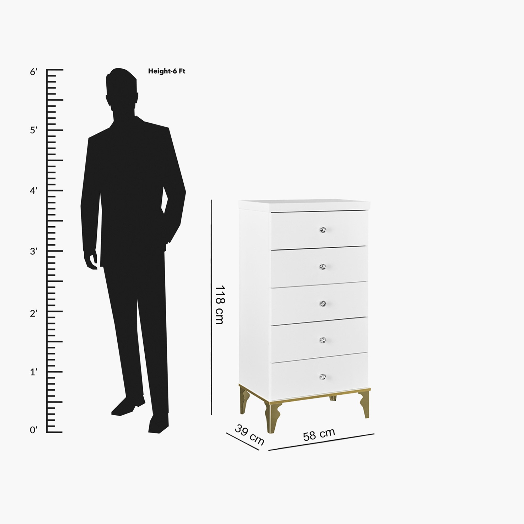 وحدة تخزين بـ5 أدراج من أورو-hbxfurniture-dressersandchests-chestofdrawers-image-8
