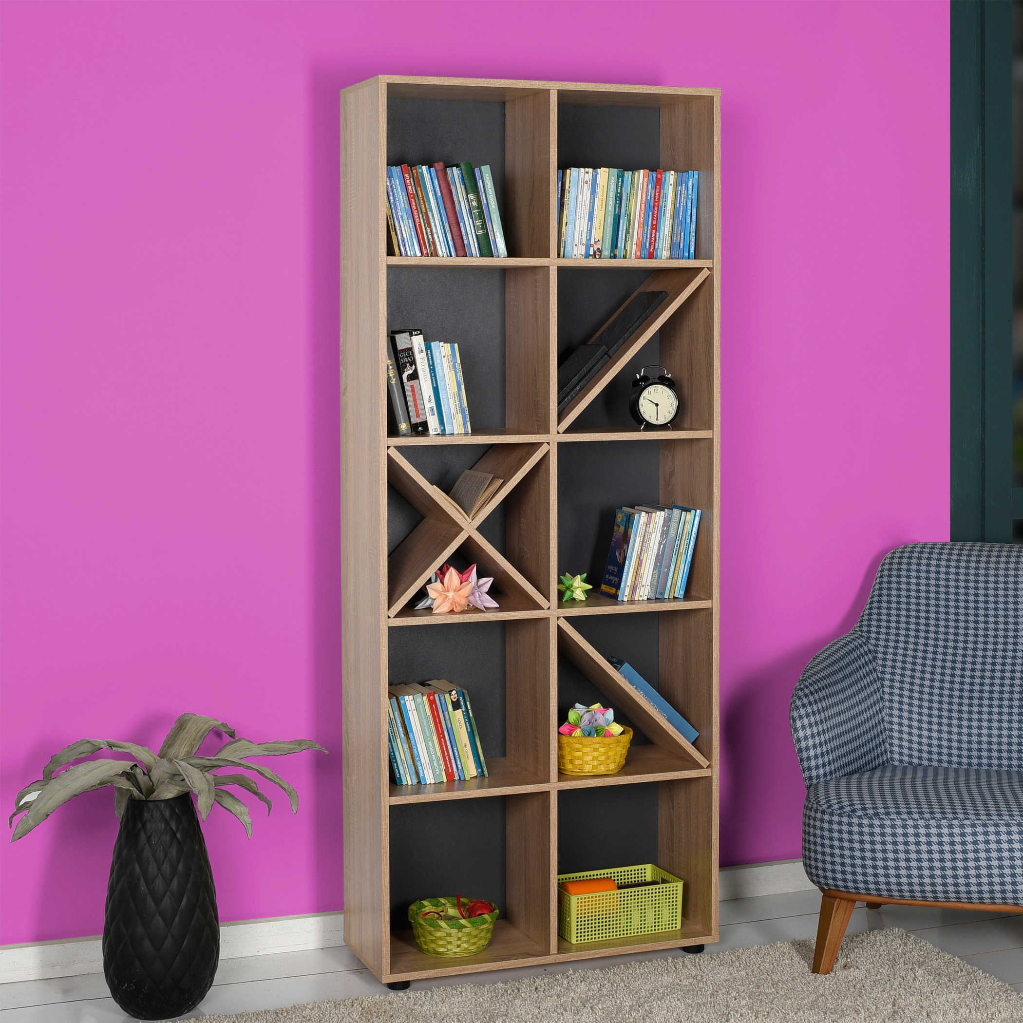 Plus 5-Tier Bookcase with 10 Shelves-hbxfurniture-office-bookcases-image-1