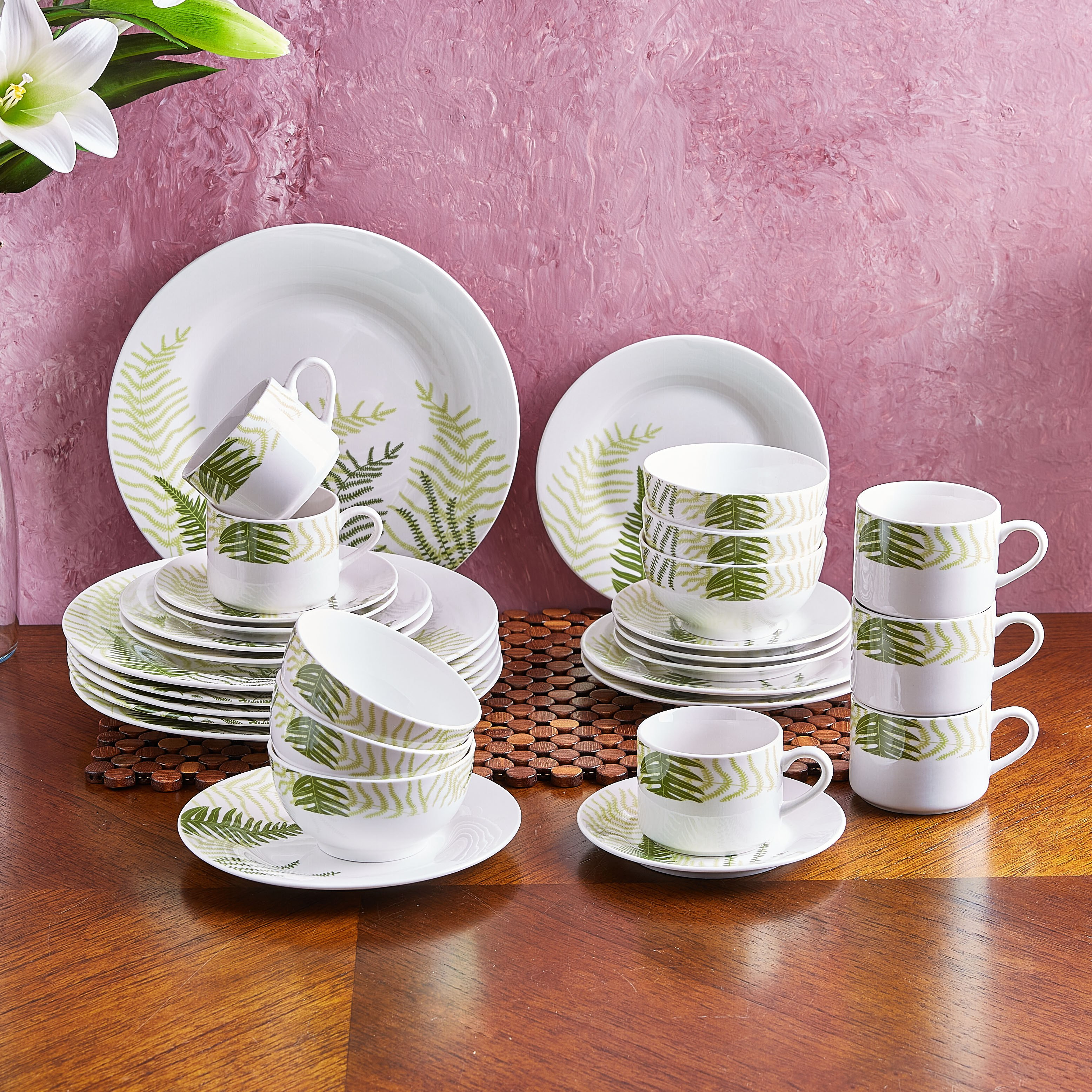 مستلزمات مائدة بطبعات من فيرن- طقم من 30 قطعة-hbxhomeware-hbxkitchen-image-1