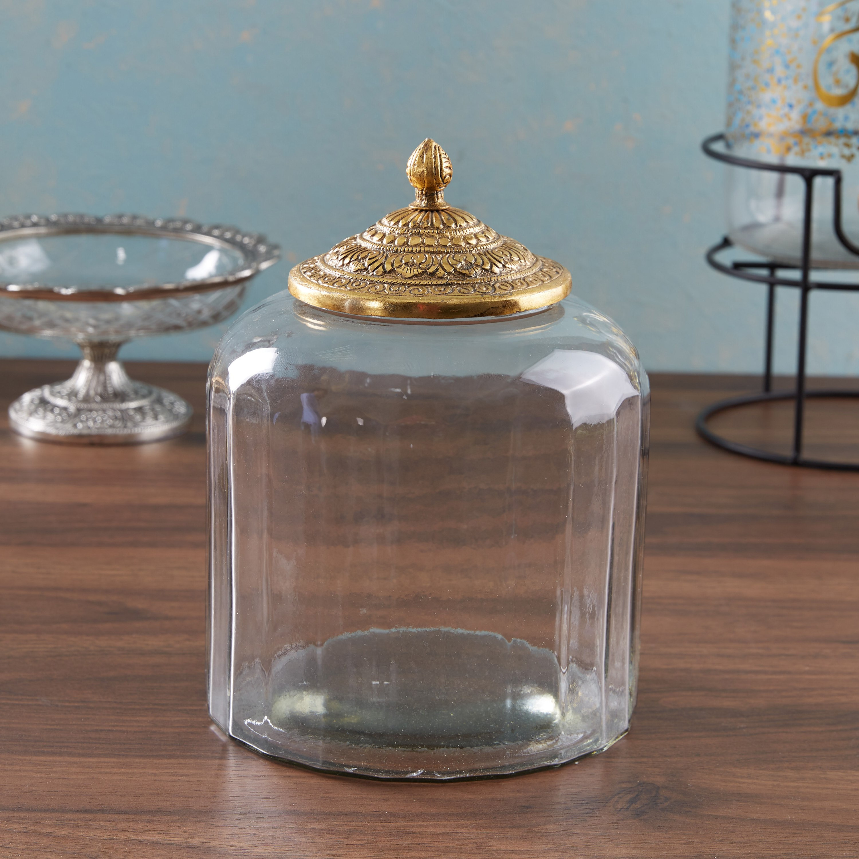جرة تخزين مع غطاء معدني من أردن-hbxdecorandfurnishings-homeaccessories-storage-image-1