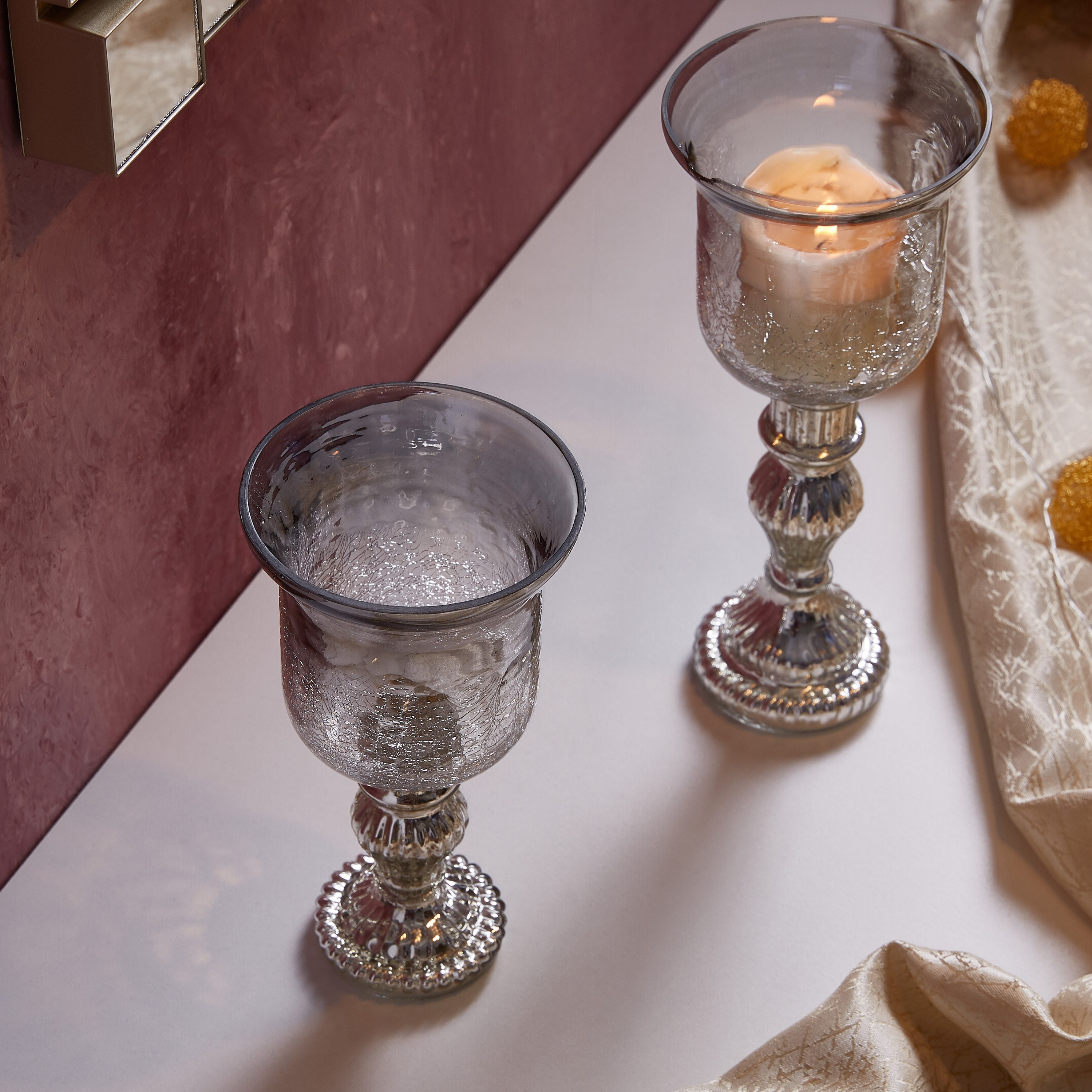 حامل شموع زجاجي من جلينت - طقم من قطعتين-hbxlivingroom-decorandaccessories-candleholders-image-2