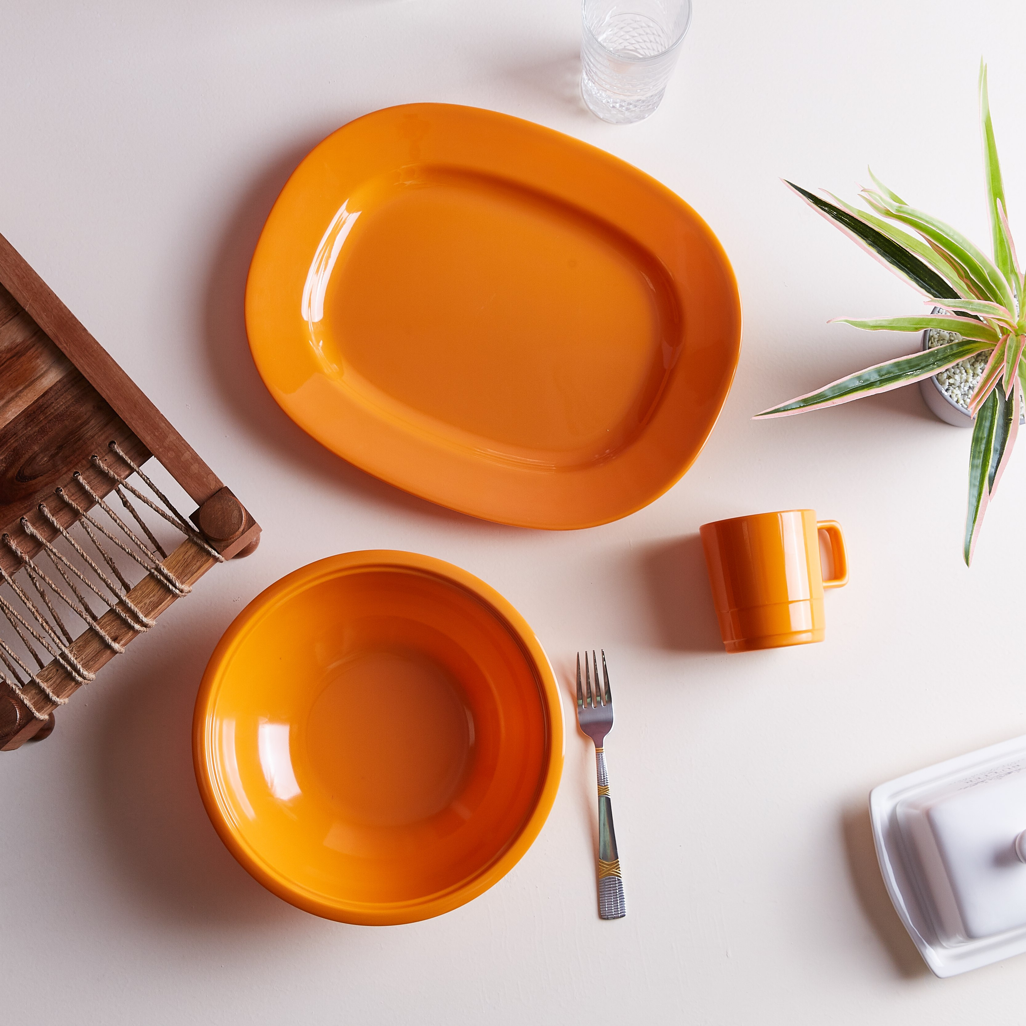 Bright Orange Rectangular Plate - 28x35 cm-hbxdecorandfurnishings-tabletop-crockery-image-3