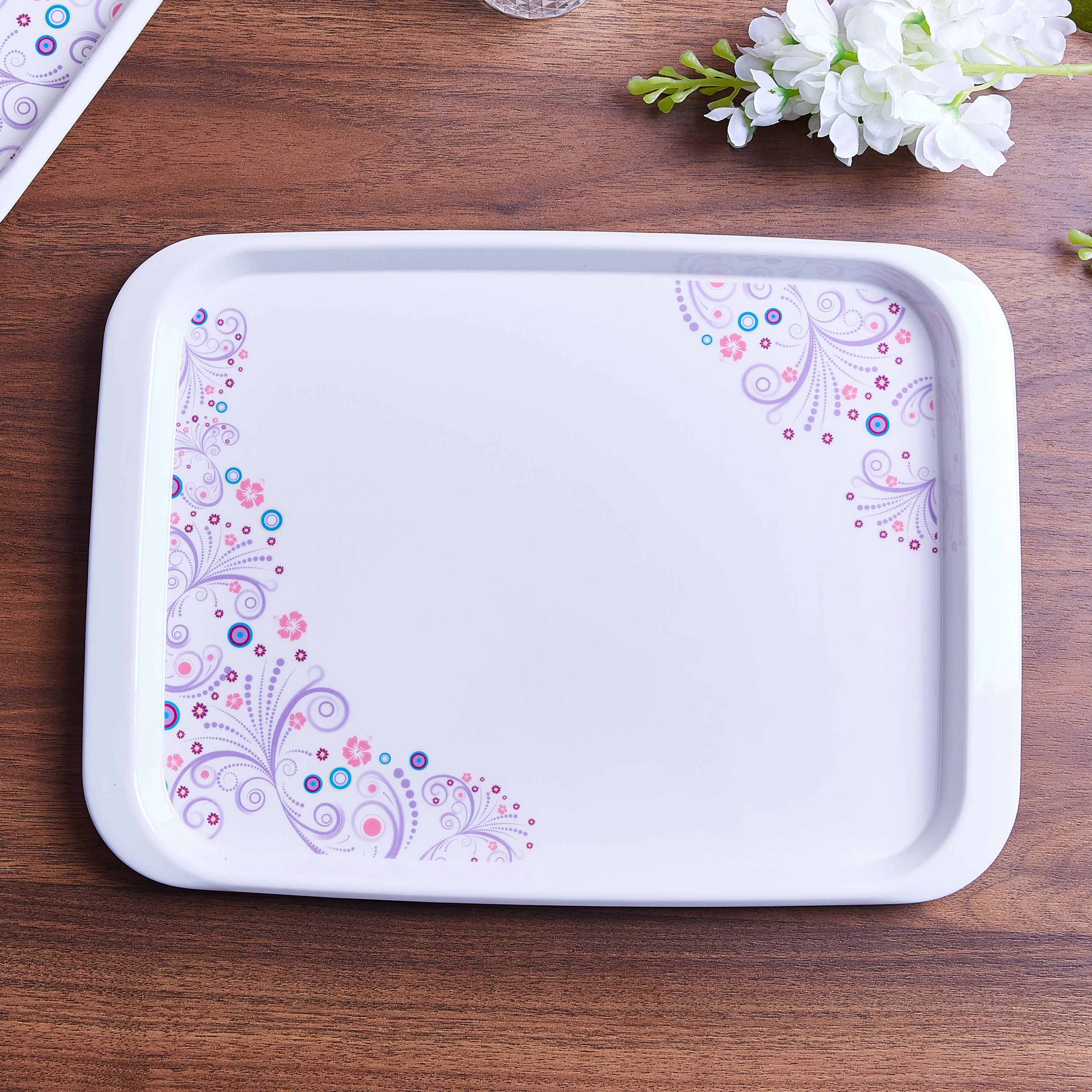 صينية مستطيلة مزينة بطبعات زهور الميموزا - 36 × 26 سم-hbxhomeware-hbxkitchen-image-2