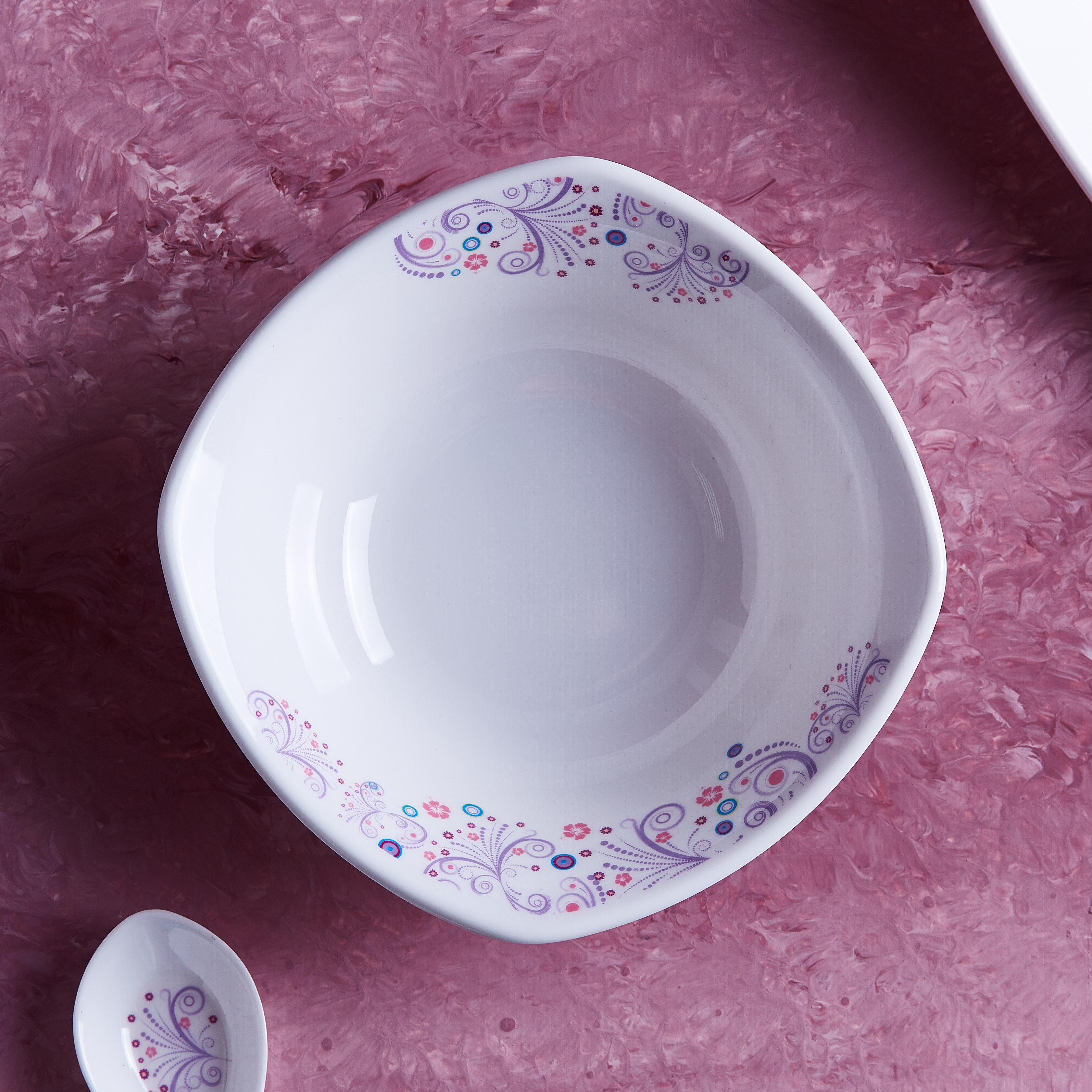 وعاء مربّع بطبعات ميموزا - 18 سم-hbxdecorandfurnishings-tabletop-serveware-image-1