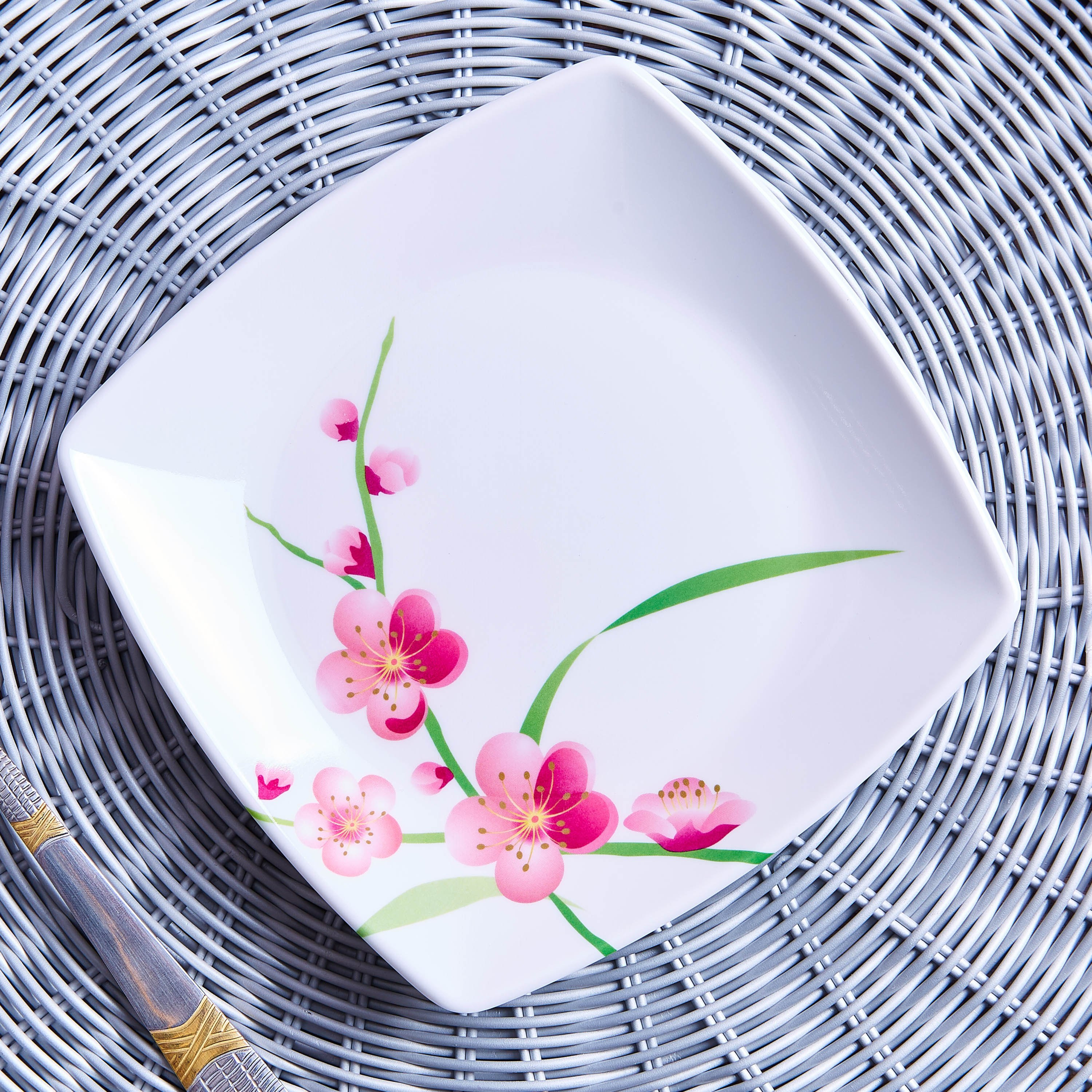 صحن مربّع بطبعات زهرة الربيع- 17 سم-hbxdecorandfurnishings-tabletop-crockery-image-2