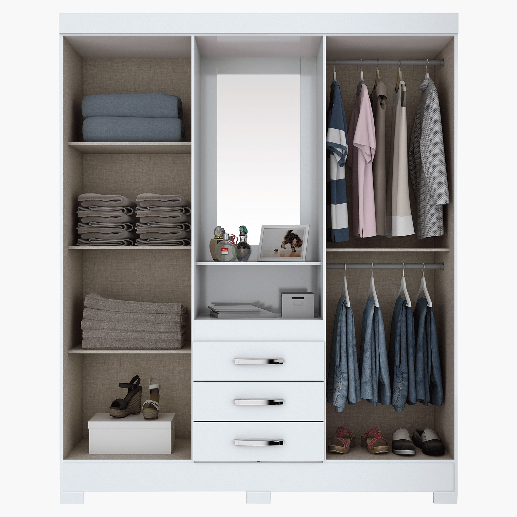 خزانة ملابس 4 أبواب و3 أدراج مع مرآة - سلفادار من موڤو -hbxfurniture-wardrobes-image-3