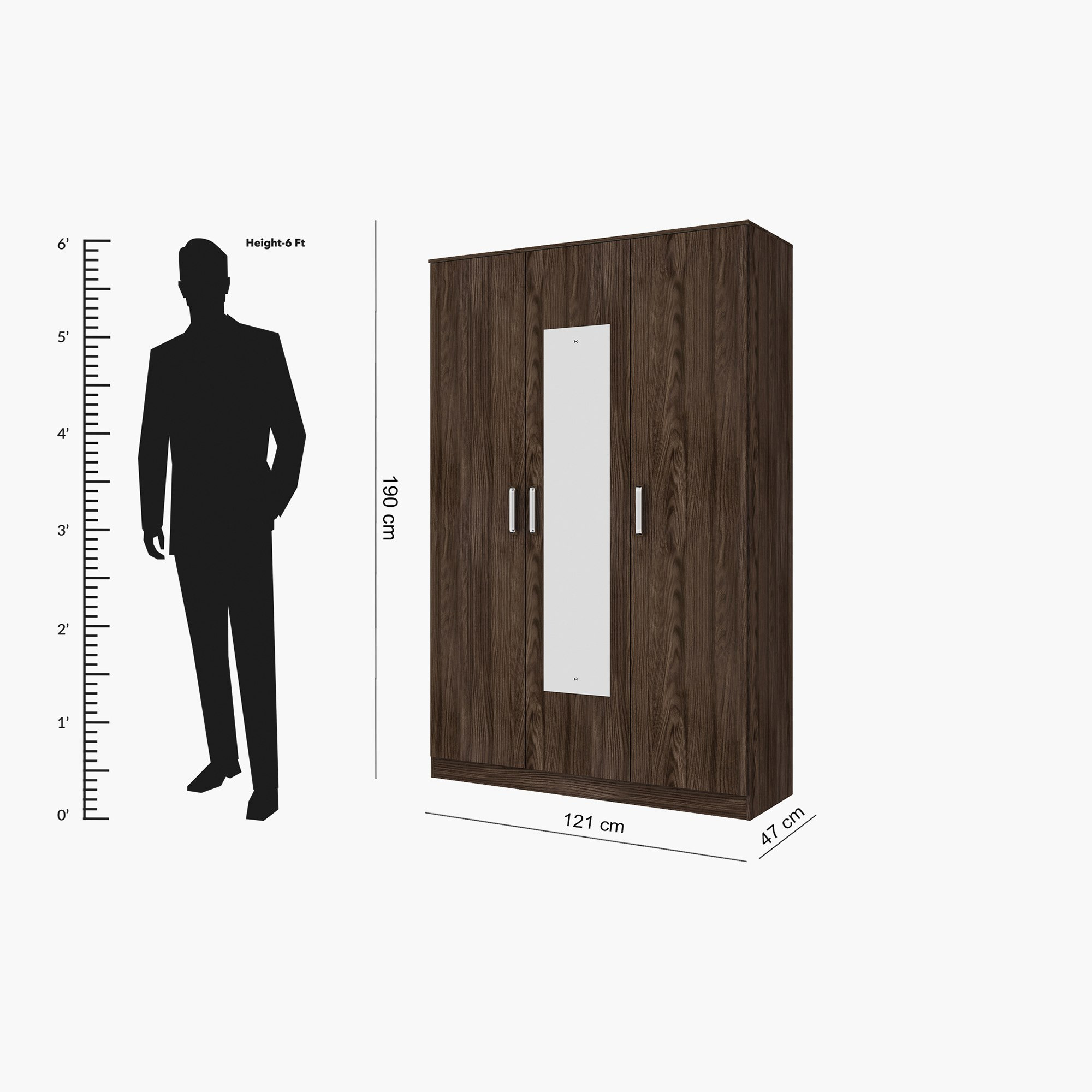 خزانة ملابس 3 أبواب بمرآة - ريو من موڤو -hbxfurniture-wardrobes-image-3