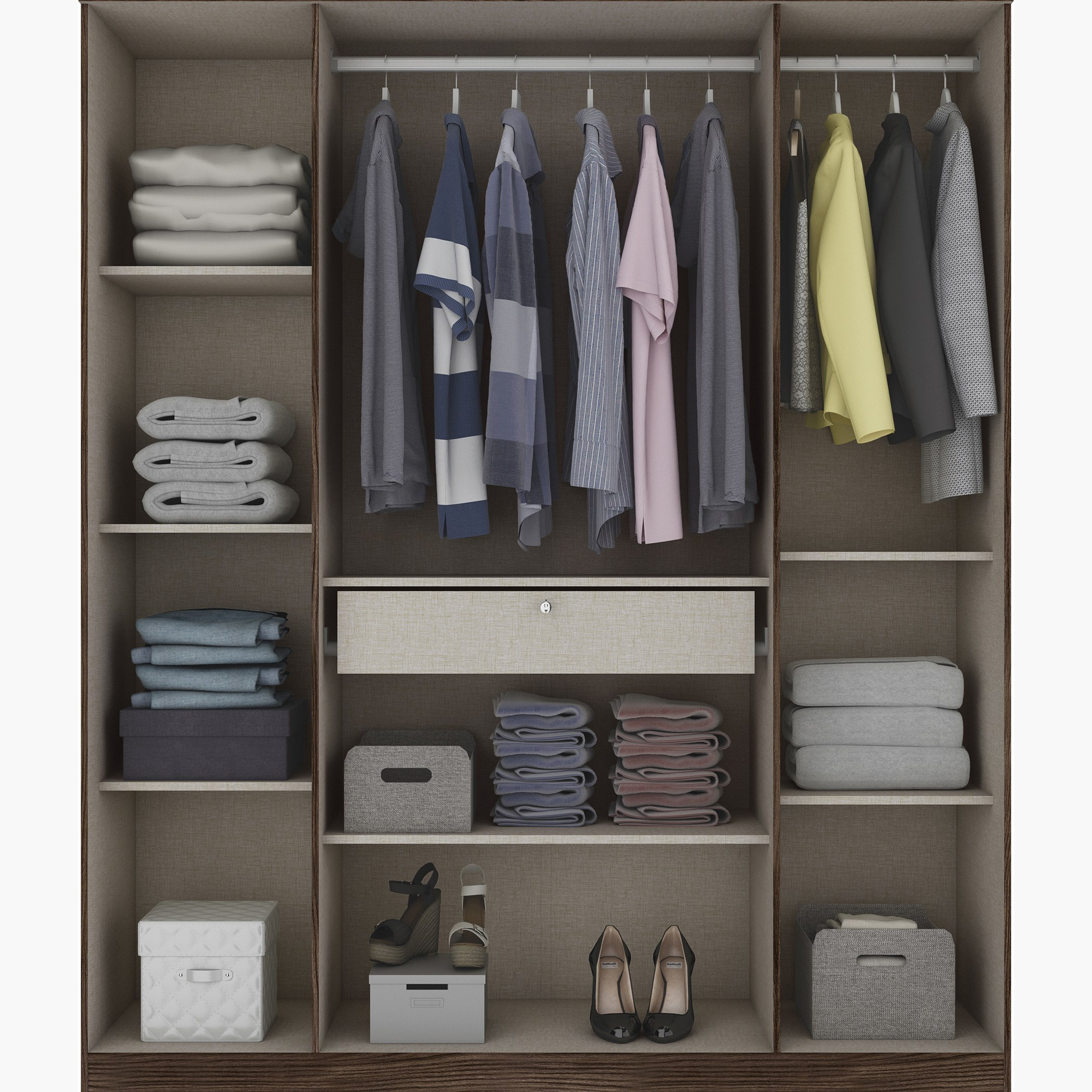 خزانة ملابس 4 أبواب مع مرآة - ريو من موڤو -hbxfurniture-wardrobes-image-2