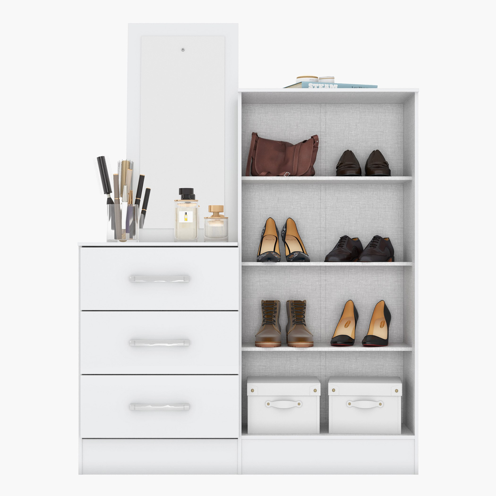 طاولة تزيين 3 أدراج ببابين ومرآة - لوندرينا من موڤو -hbxfurniture-bedroom-dressersandmirrors-image-3