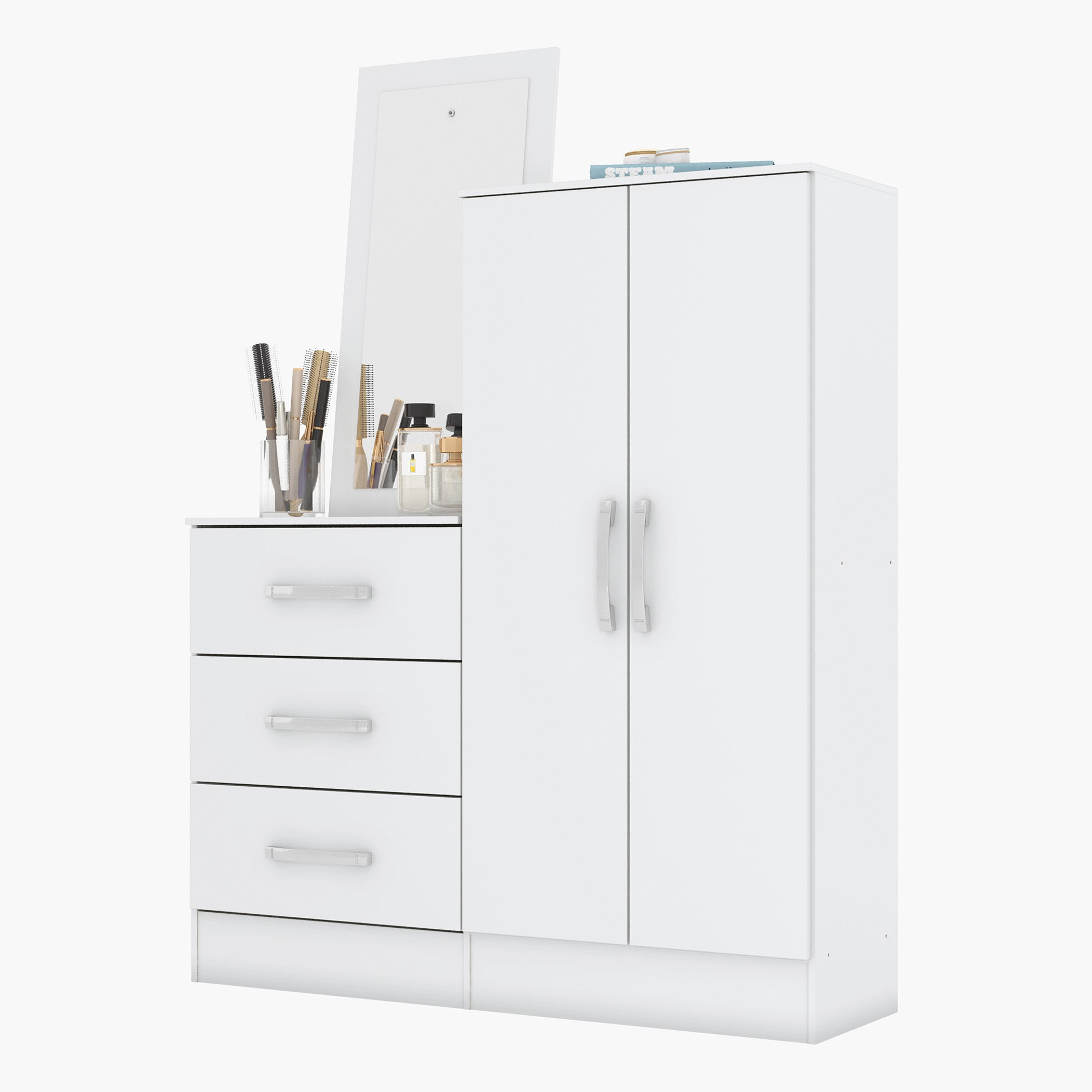 طاولة تزيين 3 أدراج ببابين ومرآة - لوندرينا من موڤو -hbxfurniture-bedroom-dressersandmirrors-image-4