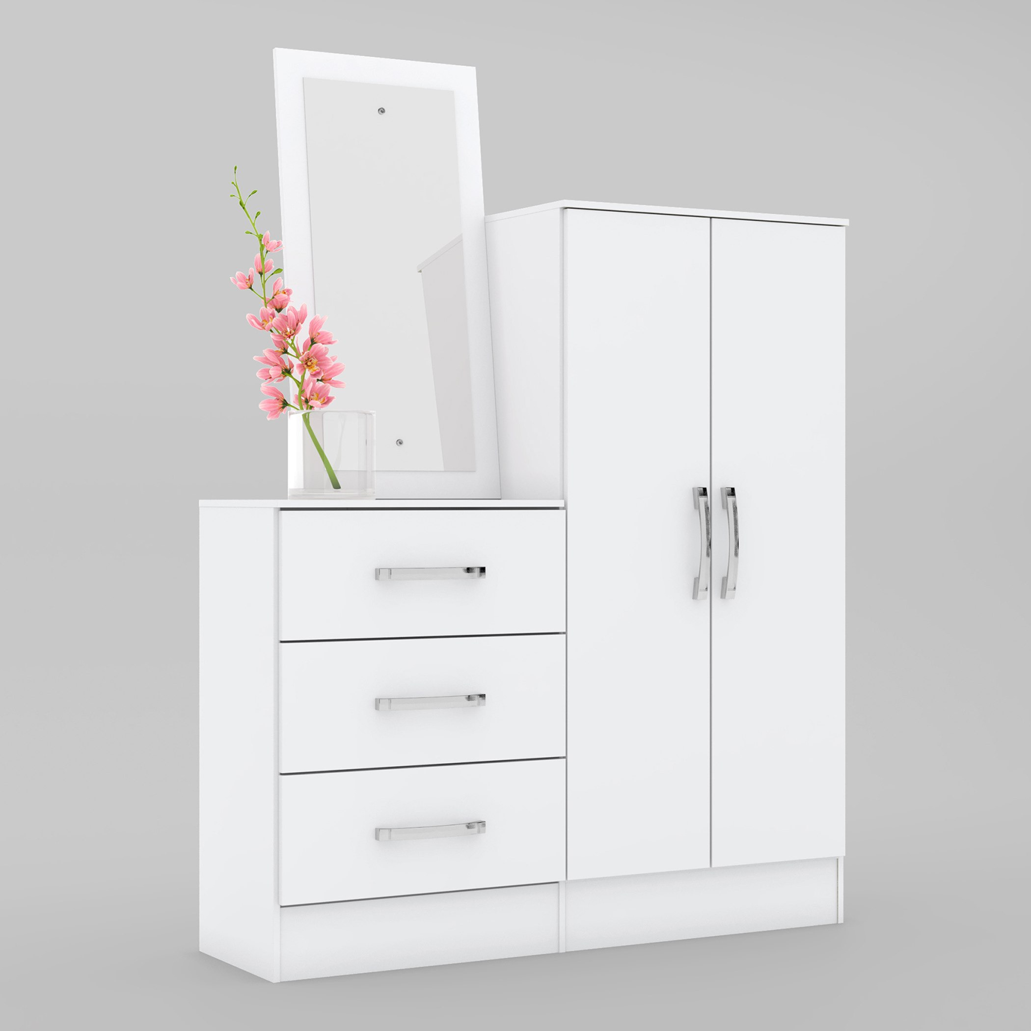 طاولة تزيين 3 أدراج ببابين ومرآة - لوندرينا من موڤو -hbxfurniture-bedroom-dressersandmirrors-image-7