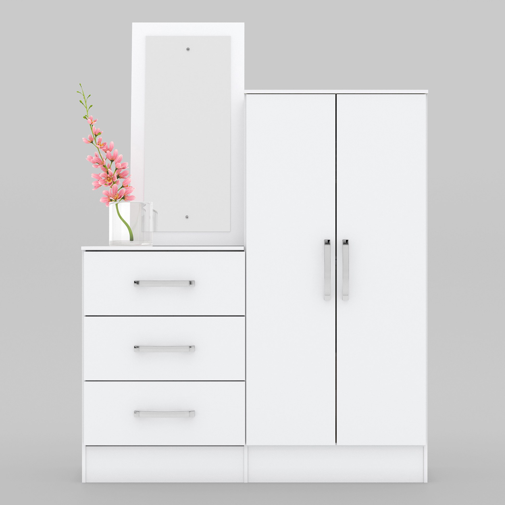طاولة تزيين 3 أدراج ببابين ومرآة - لوندرينا من موڤو -hbxfurniture-bedroom-dressersandmirrors-image-8