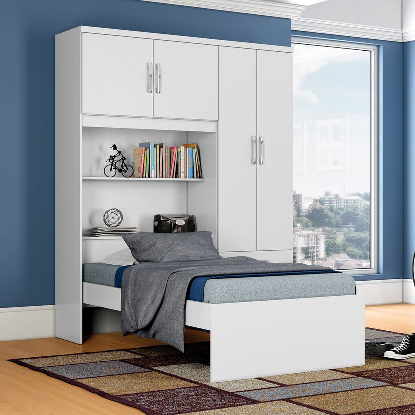 Compact Single Bed with Wall Cabinet - 90x190 cm-Single-image-0