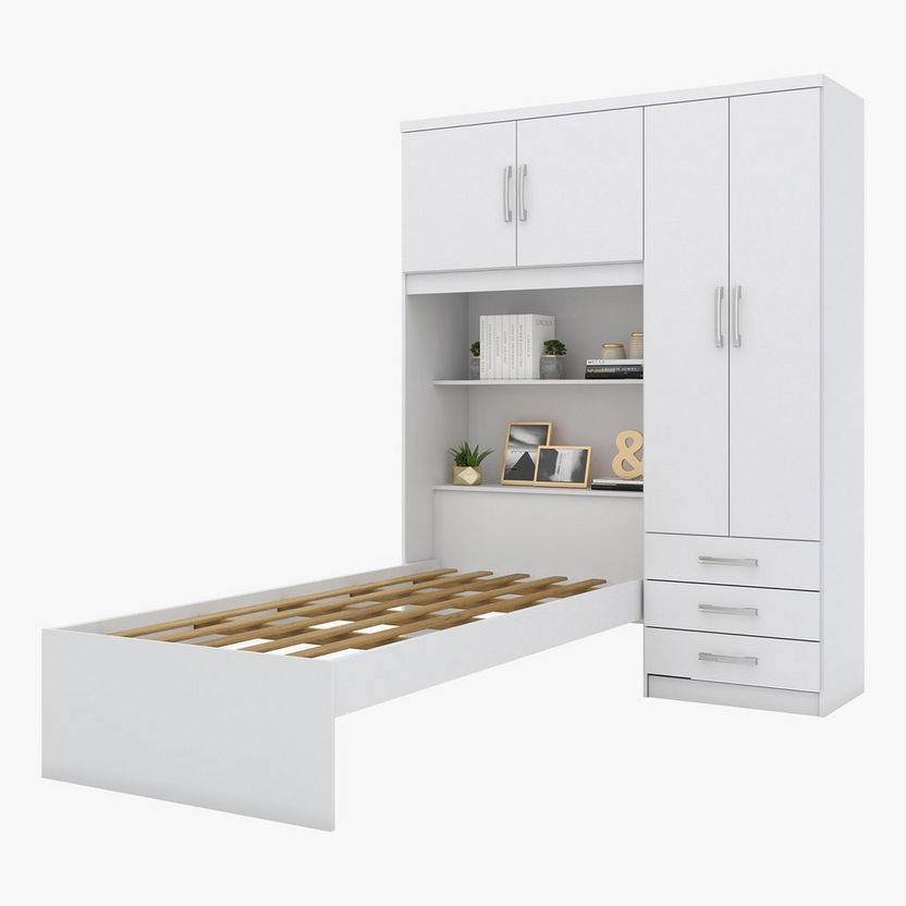 Compact Single Bed with Wall Cabinet - 90x190 cm-Single-image-9