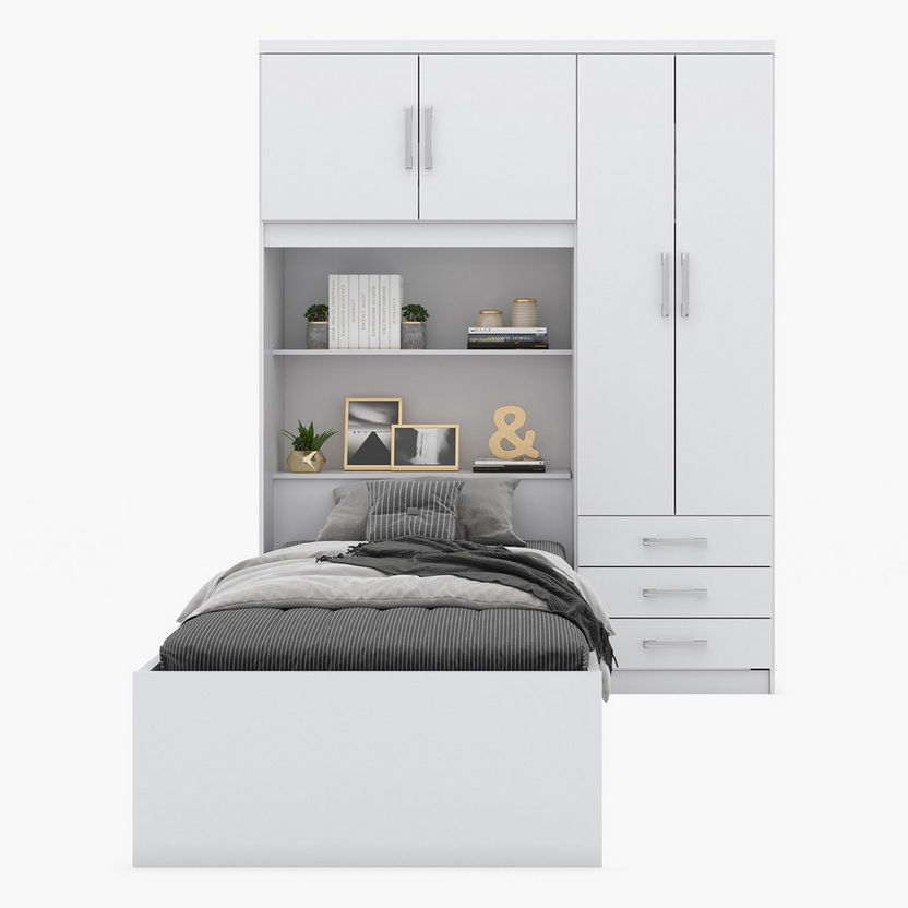 Compact Single Bed with Wall Cabinet - 90x190 cm-Single-image-4