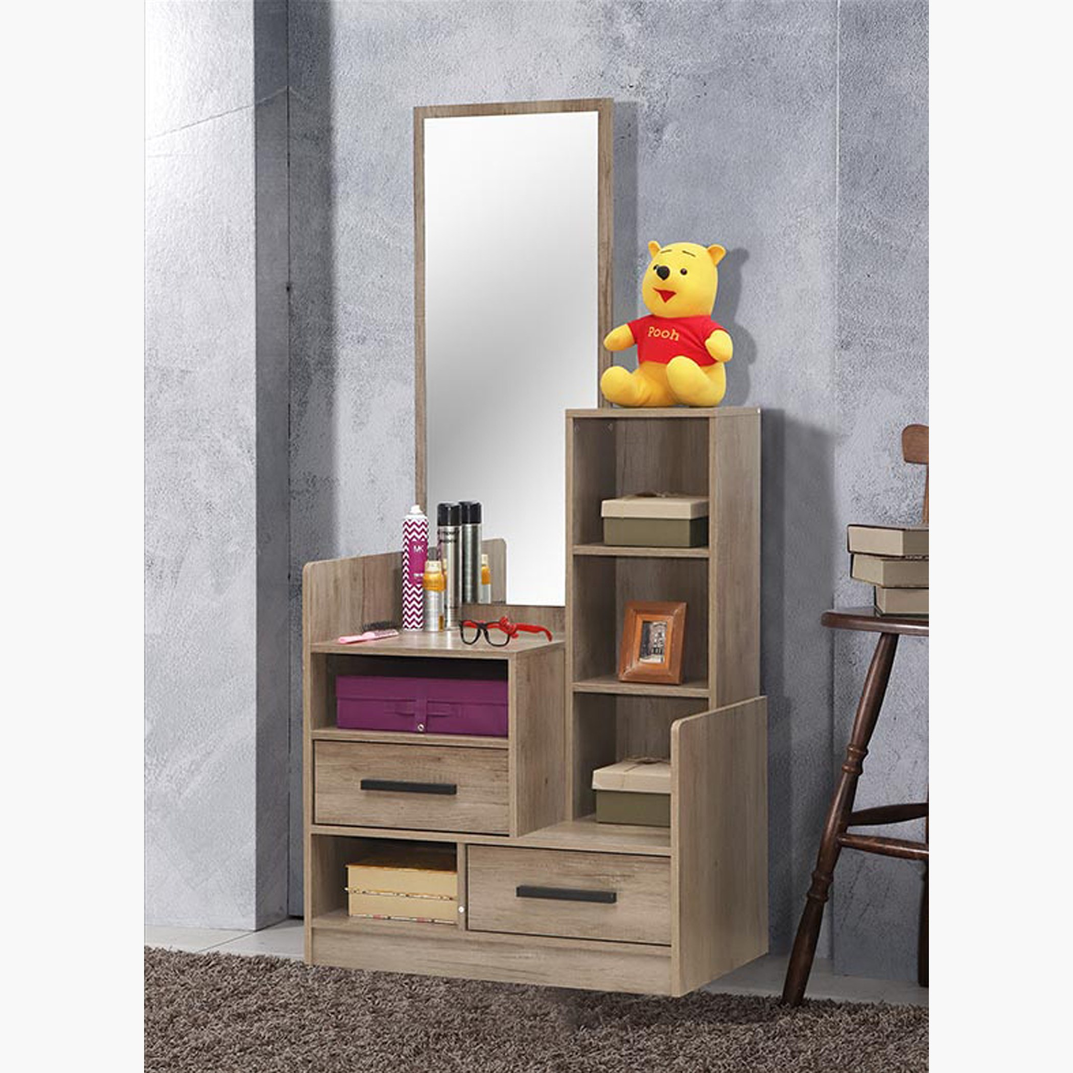 طاولة تزيين بدرجين ومرآة - فليمينج من موڤو-hbxfurniture-kidsroom-kidsdressersandmirrors-image-1