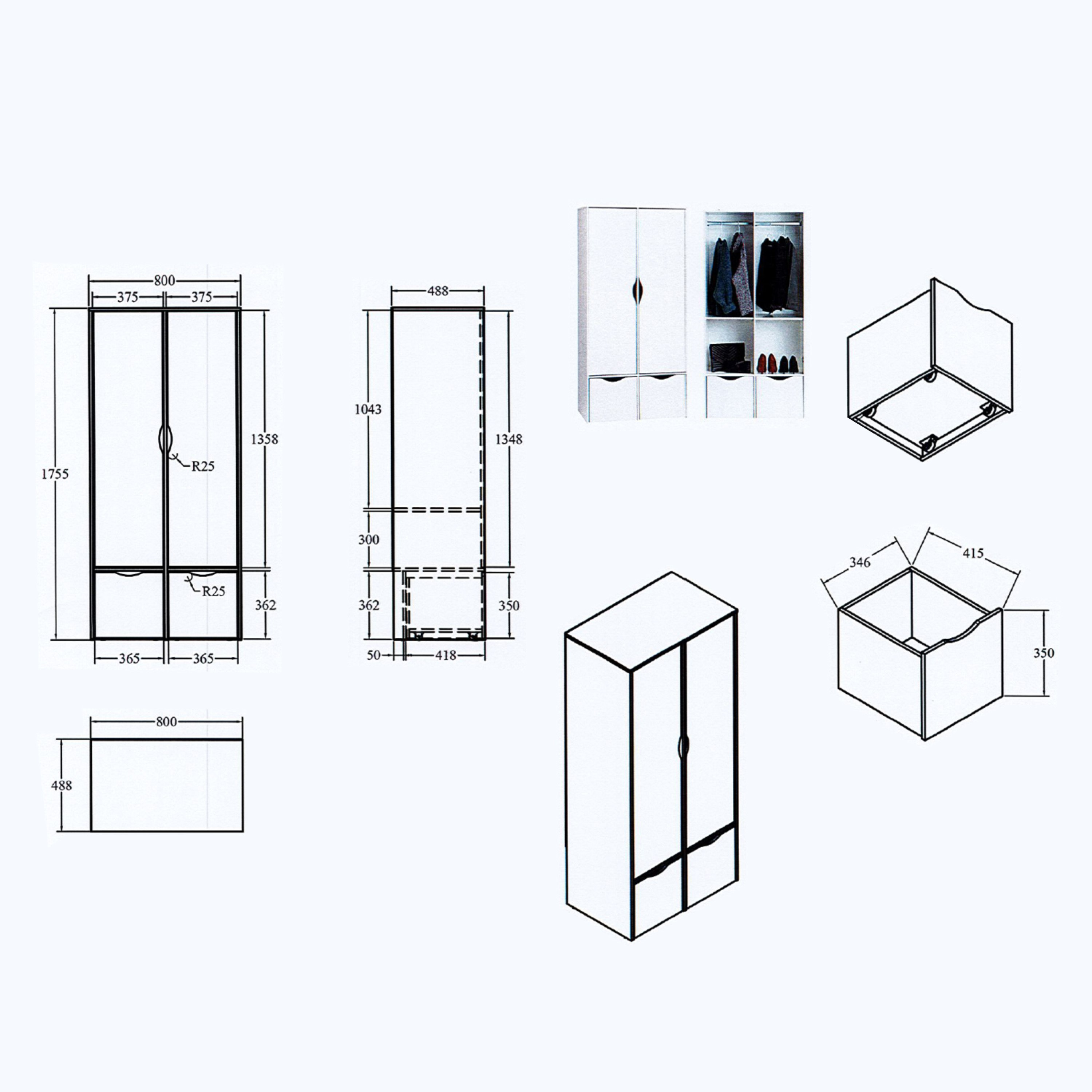 خزانة ملابس 2 باب مع درجين - فانيلا كودي من موڤو-hbxfurniture-wardrobes-image-7