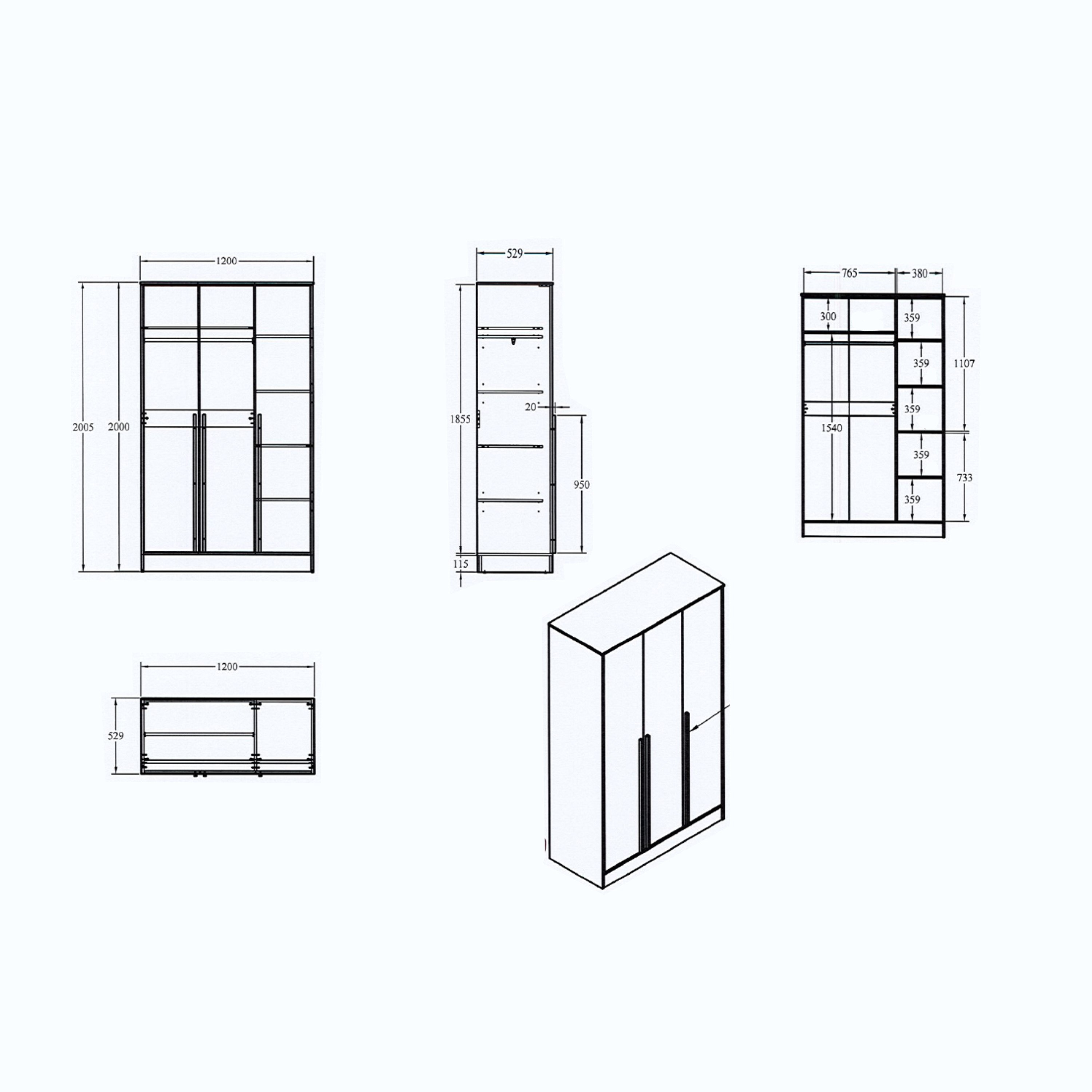 خزانة ملابس 3 أبواب - فليمينج من موڤو-hbxfurniture-wardrobes-image-6
