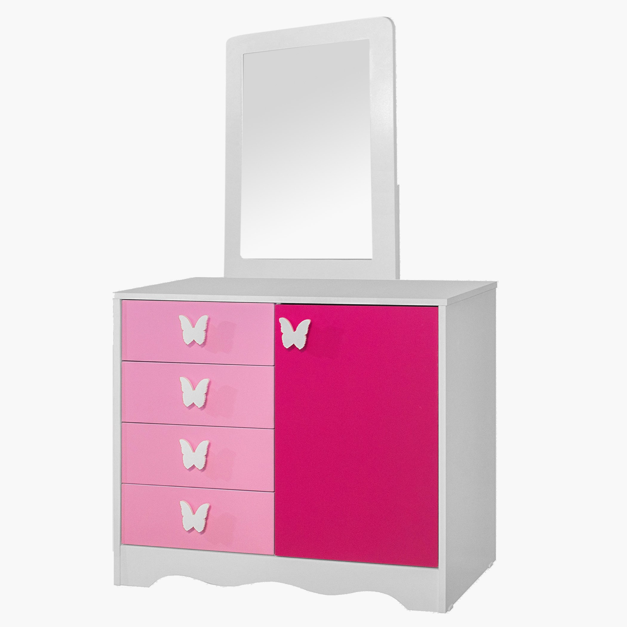 مرآة دون طاولة تزيين 4 أدراج من باترفلاي-hbxfurniture-kidsroom-kidsdressersandmirrors-image-2