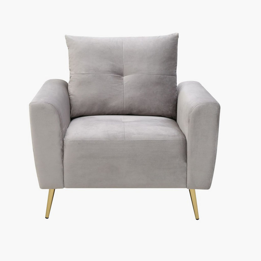 Turin 1-Seater Velvet Sofa-Sofas-image-1