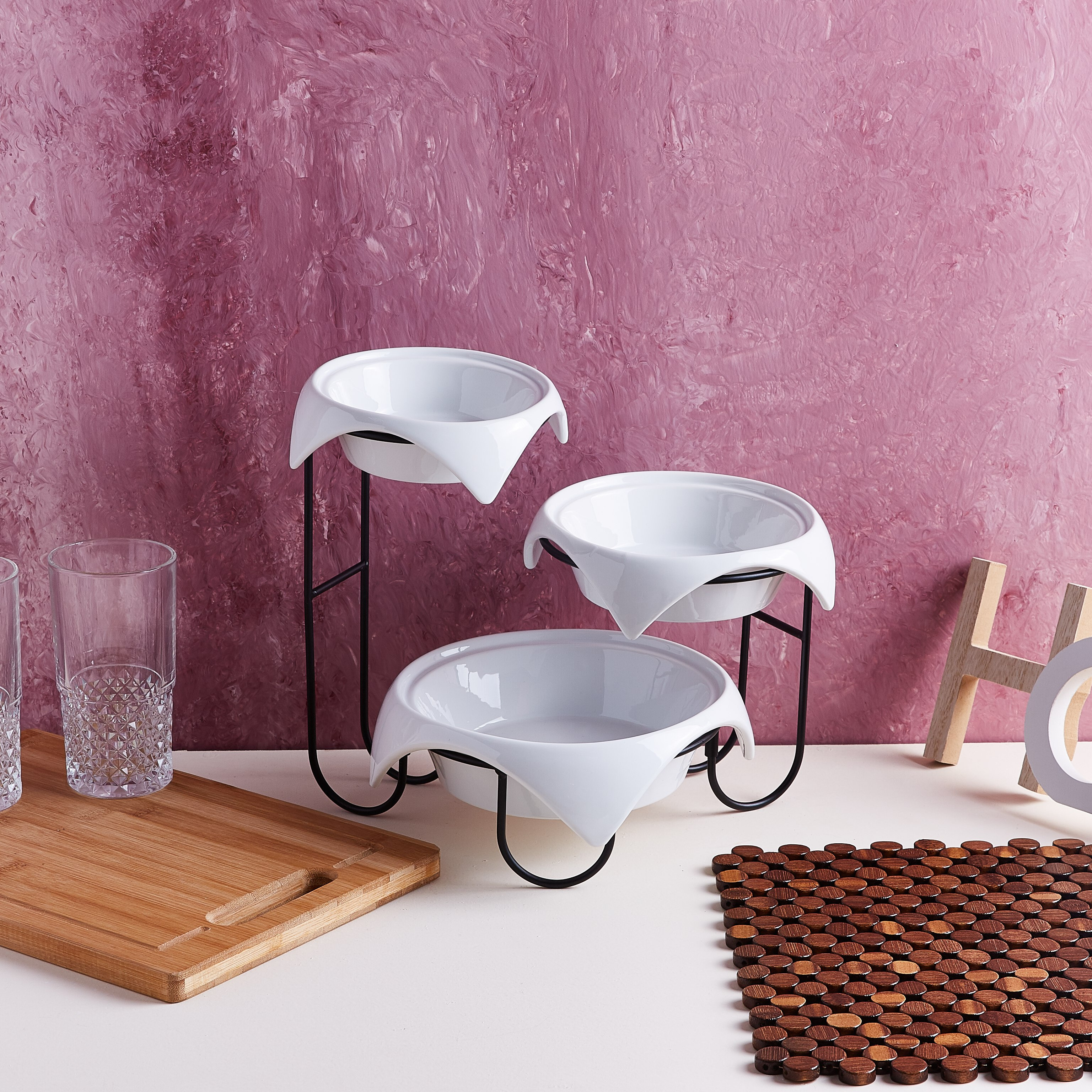 أوعية تقديم مستديرة مع رف من ماديسون - طقم من 3 قطع -hbxdecorandfurnishings-tabletop-crockery-image-3