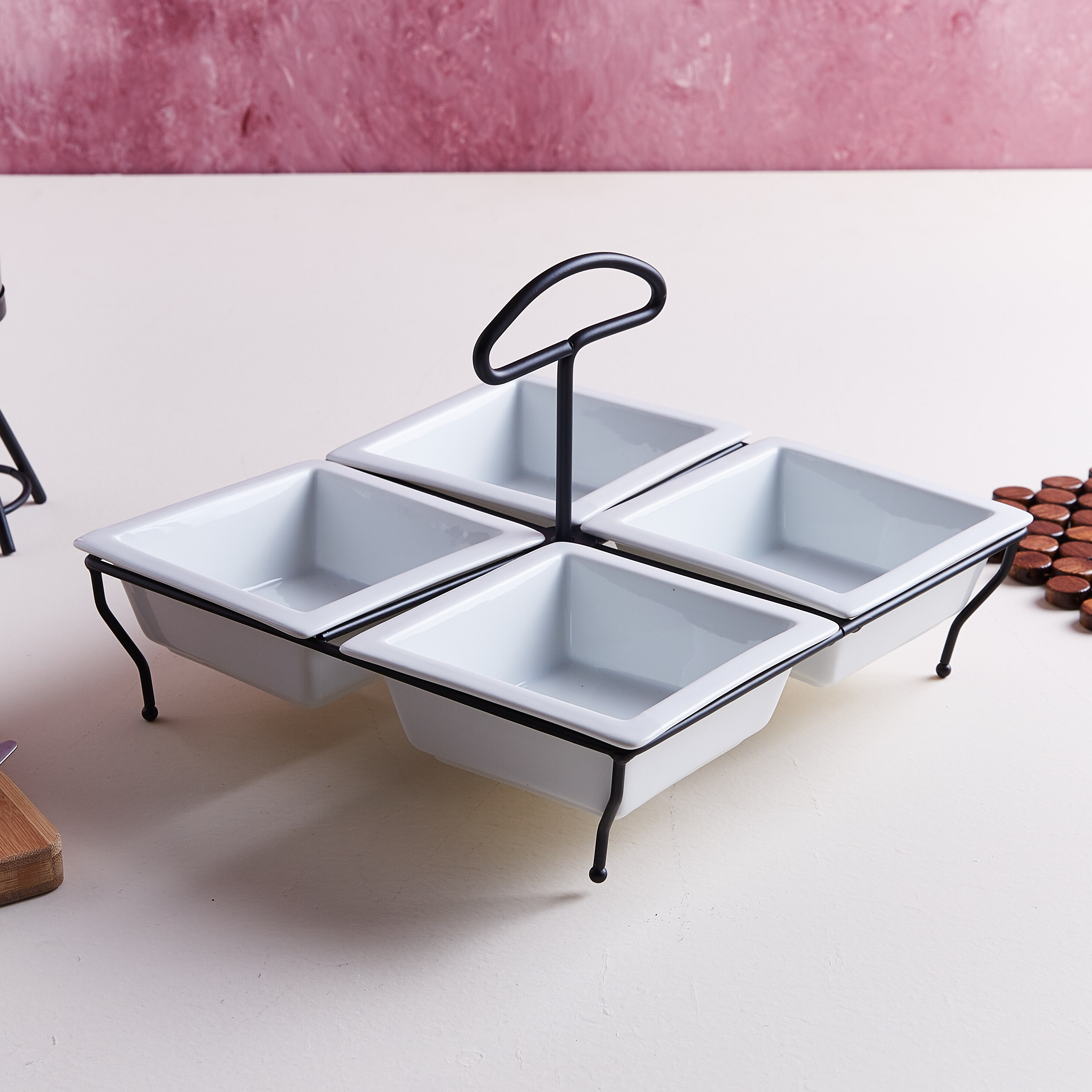 أوعية تقديم مربعة مع رف من ماديسون - طقم من 4 قطع -hbxdecorandfurnishings-tabletop-crockery-image-1
