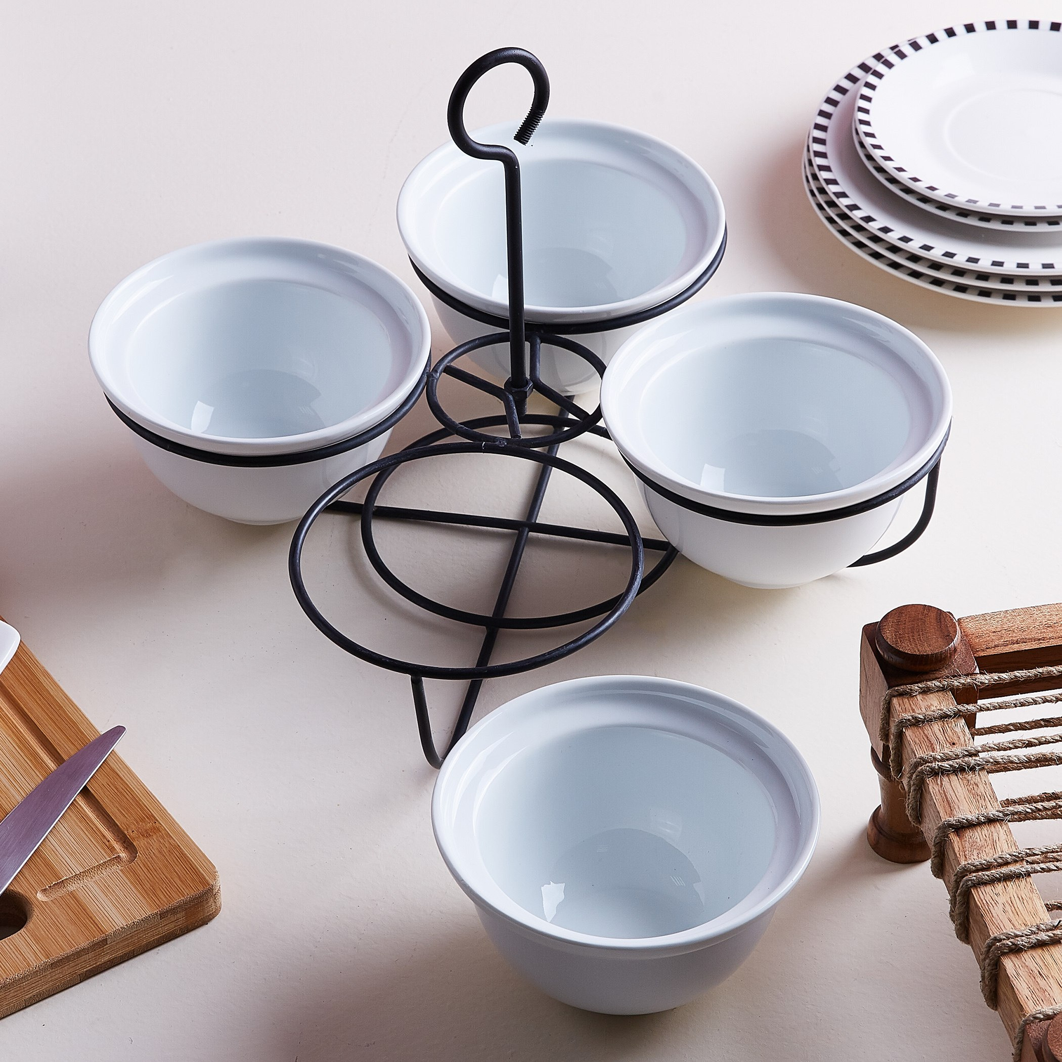 أوعية تقديم مستديرة مع رف من ماديسون - طقم من 4 قطع -hbxdecorandfurnishings-tabletop-crockery-image-2