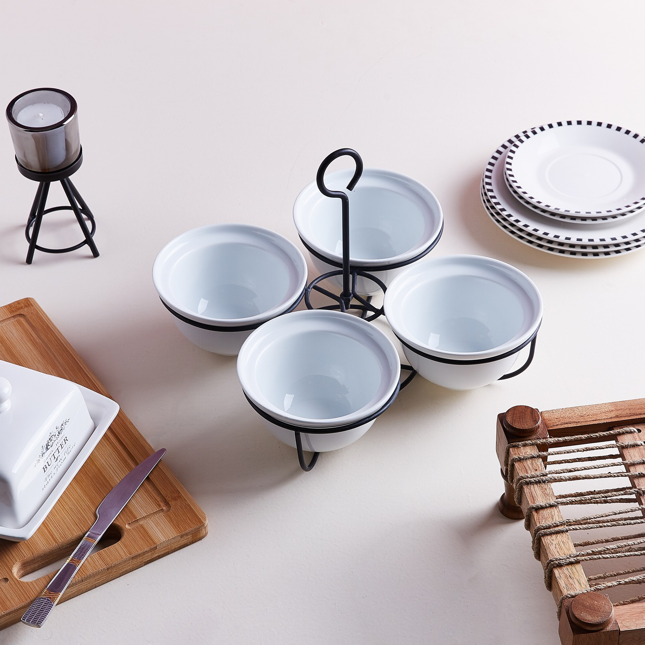 أوعية تقديم مستديرة مع رف من ماديسون - طقم من 4 قطع -hbxdecorandfurnishings-tabletop-crockery-image-3