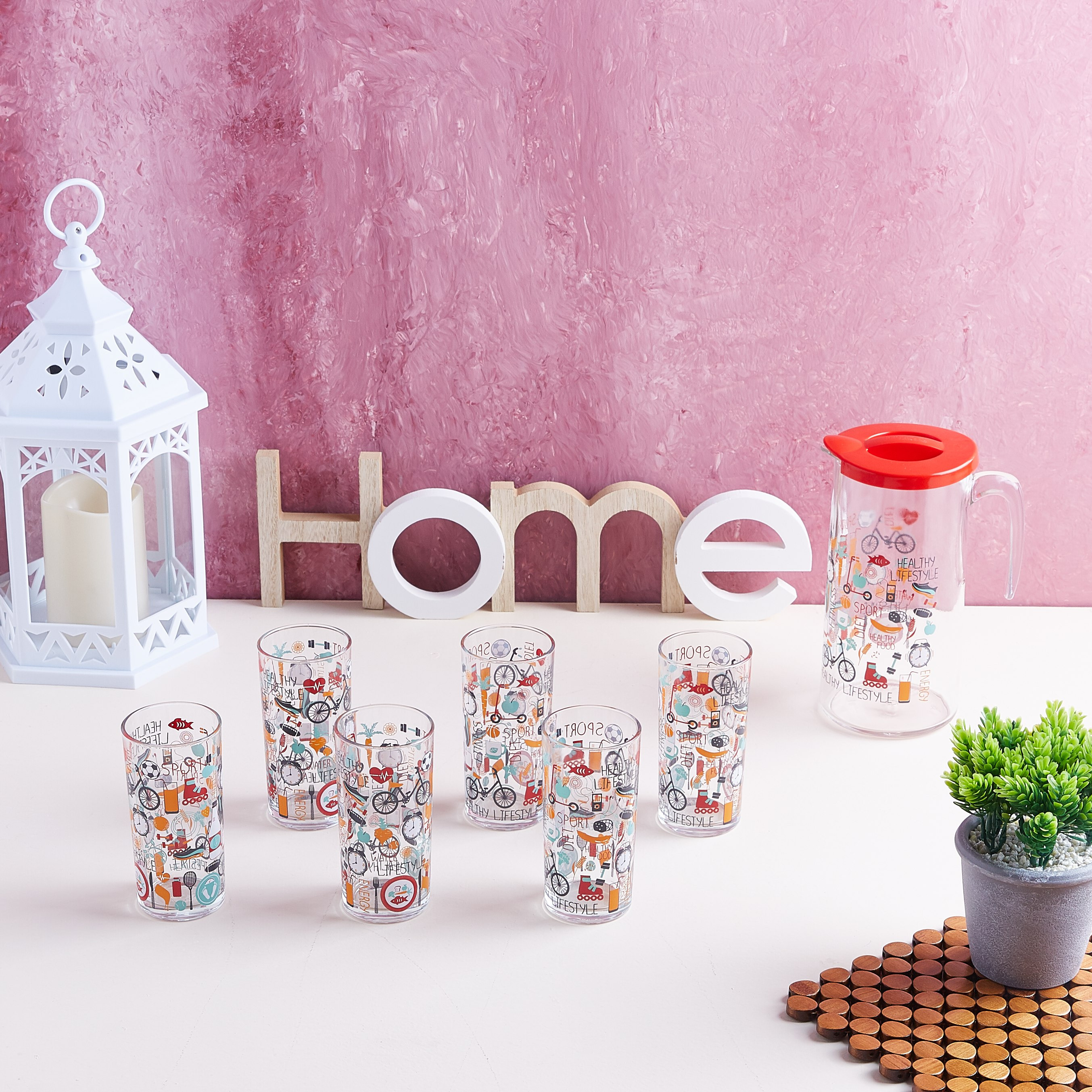 طقم إبريق ماء بطبعات جرافيك من ديكوفر- 7 قطع-hbxhomeware-hbxkitchen-image-4